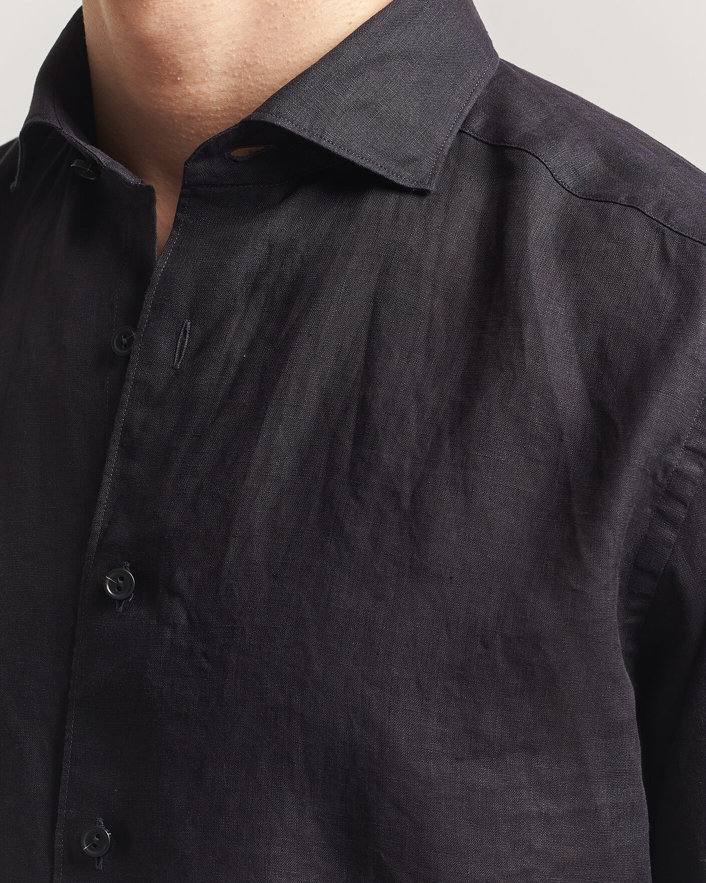 Men | Shirts | Eton | Casual Fit Linen Shirt Black