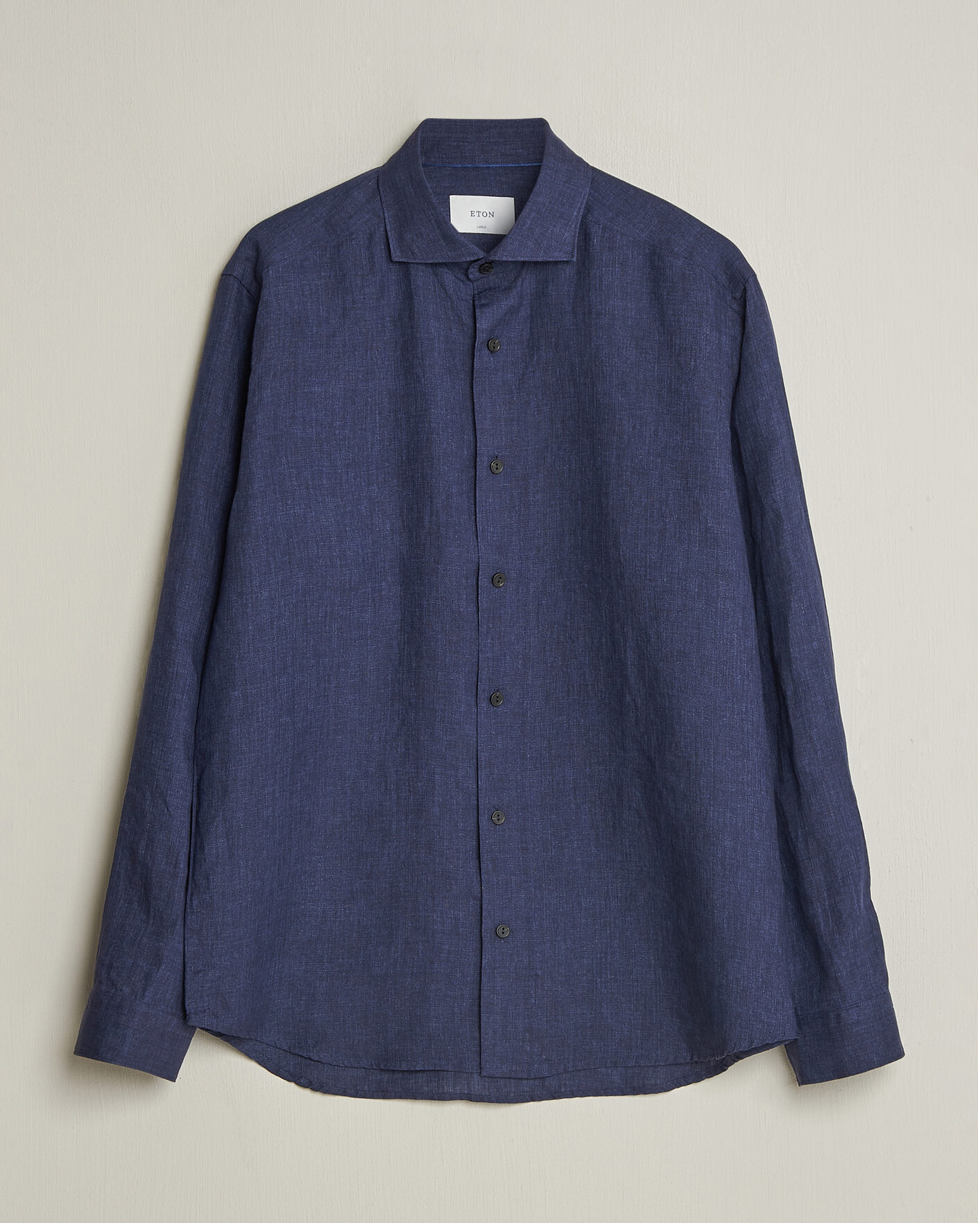 Men | Shirts | Eton | Casual Fit Linen Shirt Navy Blue
