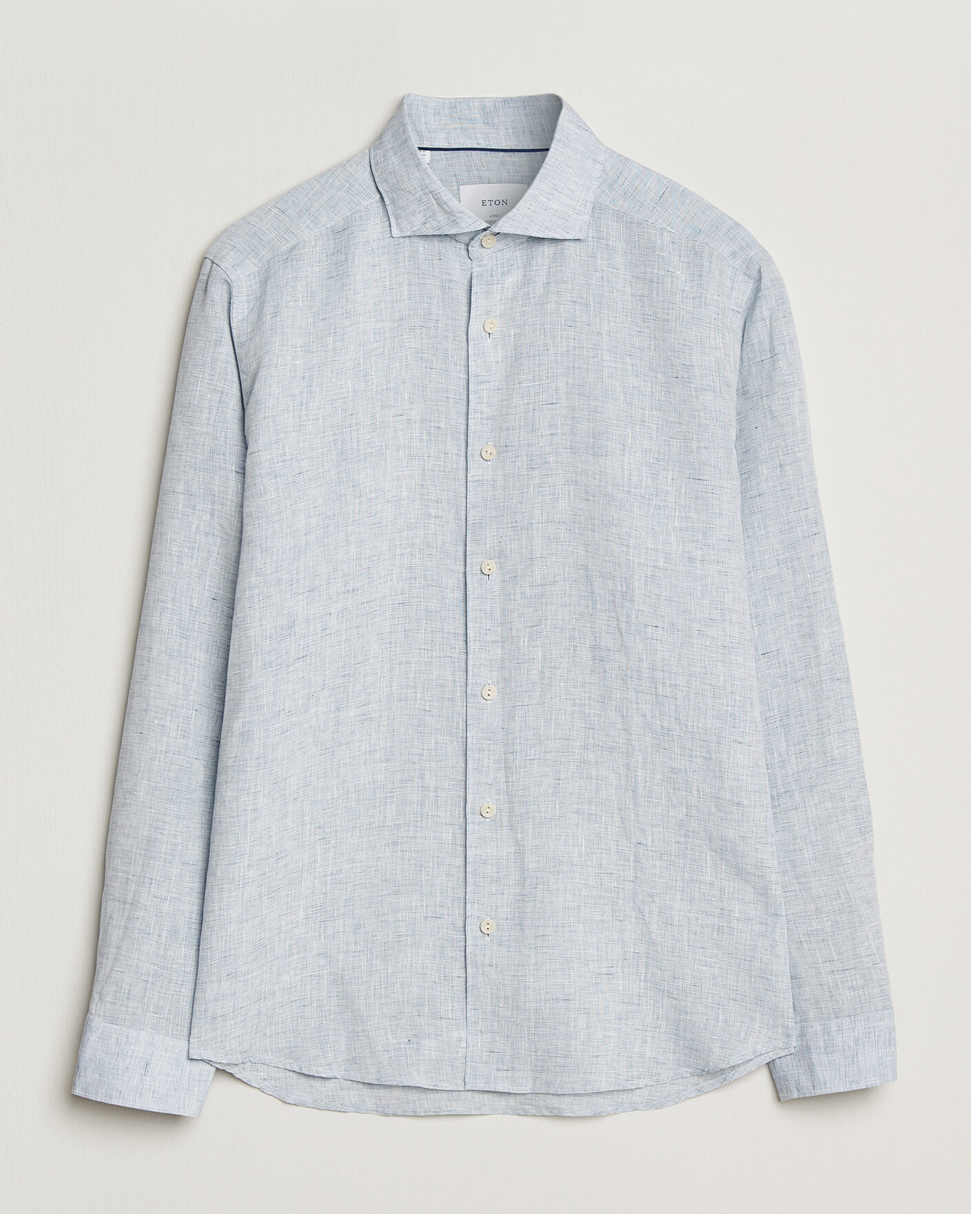 Men | Shirts | Eton | Casual Fit Linen Shirt Light Blue