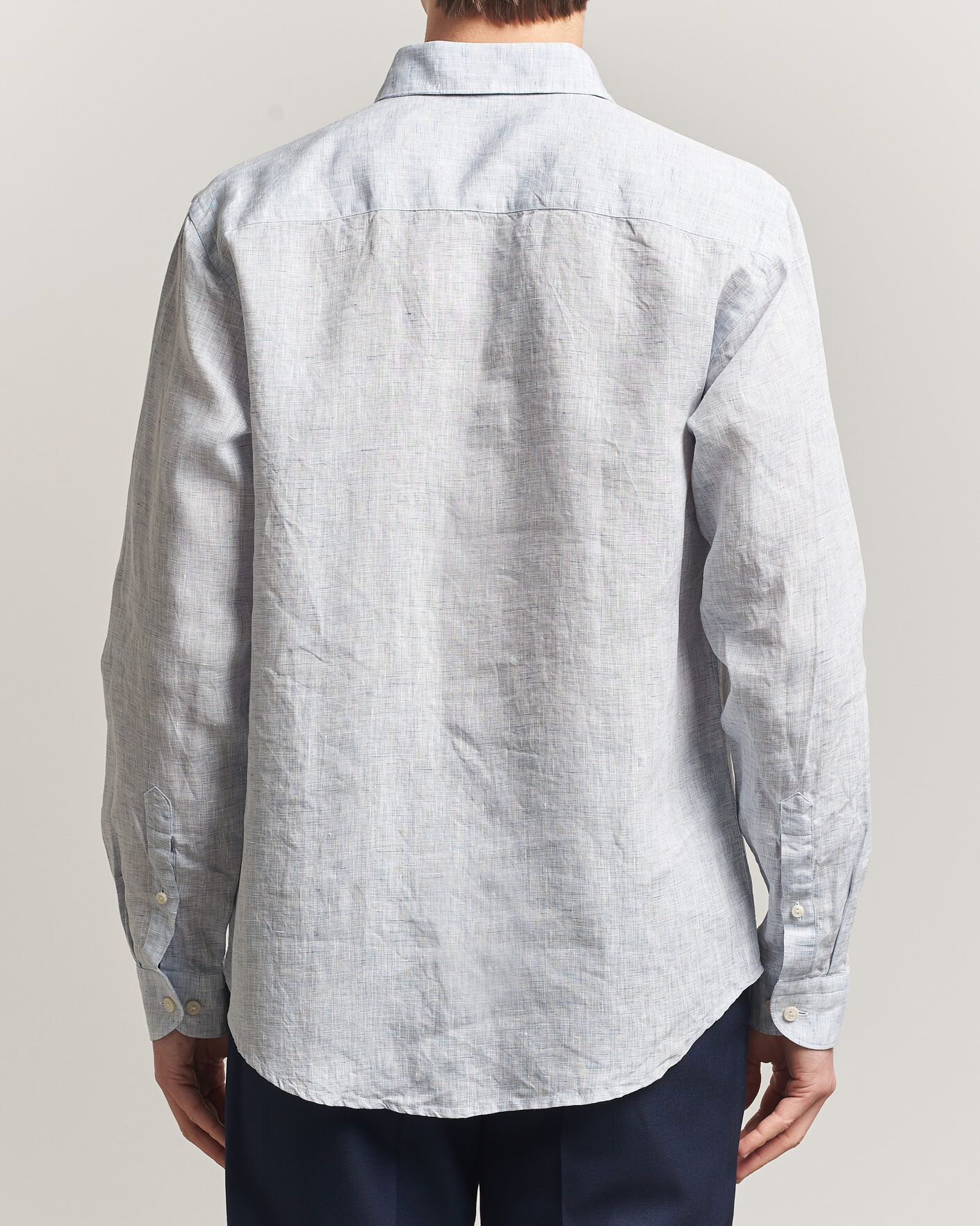 Men | Shirts | Eton | Casual Fit Linen Shirt Light Blue