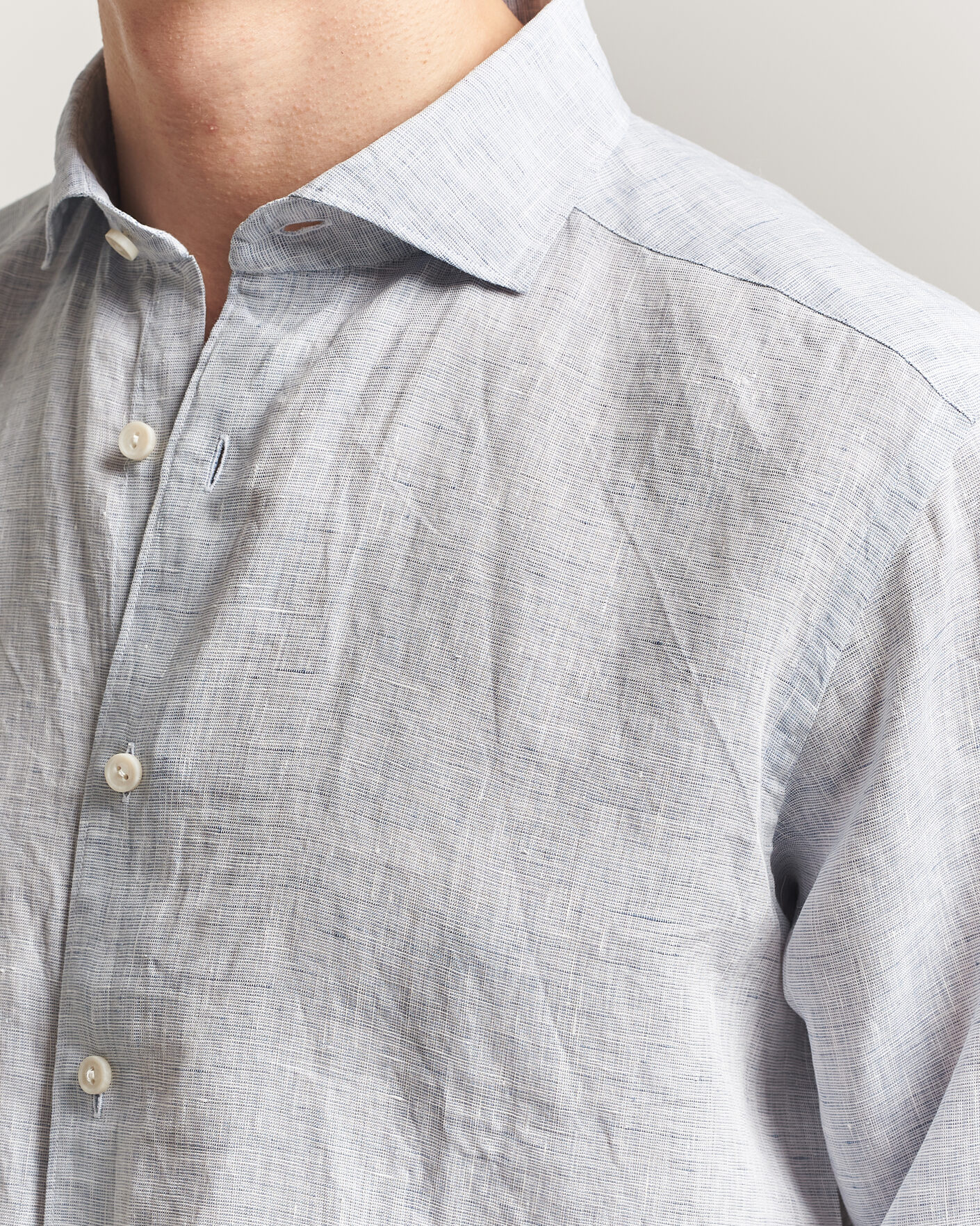 Men | Shirts | Eton | Casual Fit Linen Shirt Light Blue