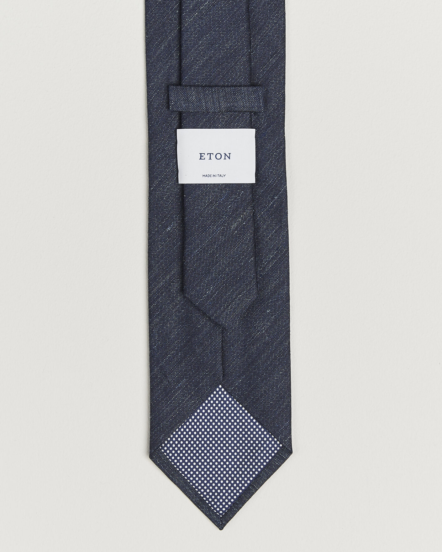 Men | Ties | Eton | Linen Silk Tie Navy Blue