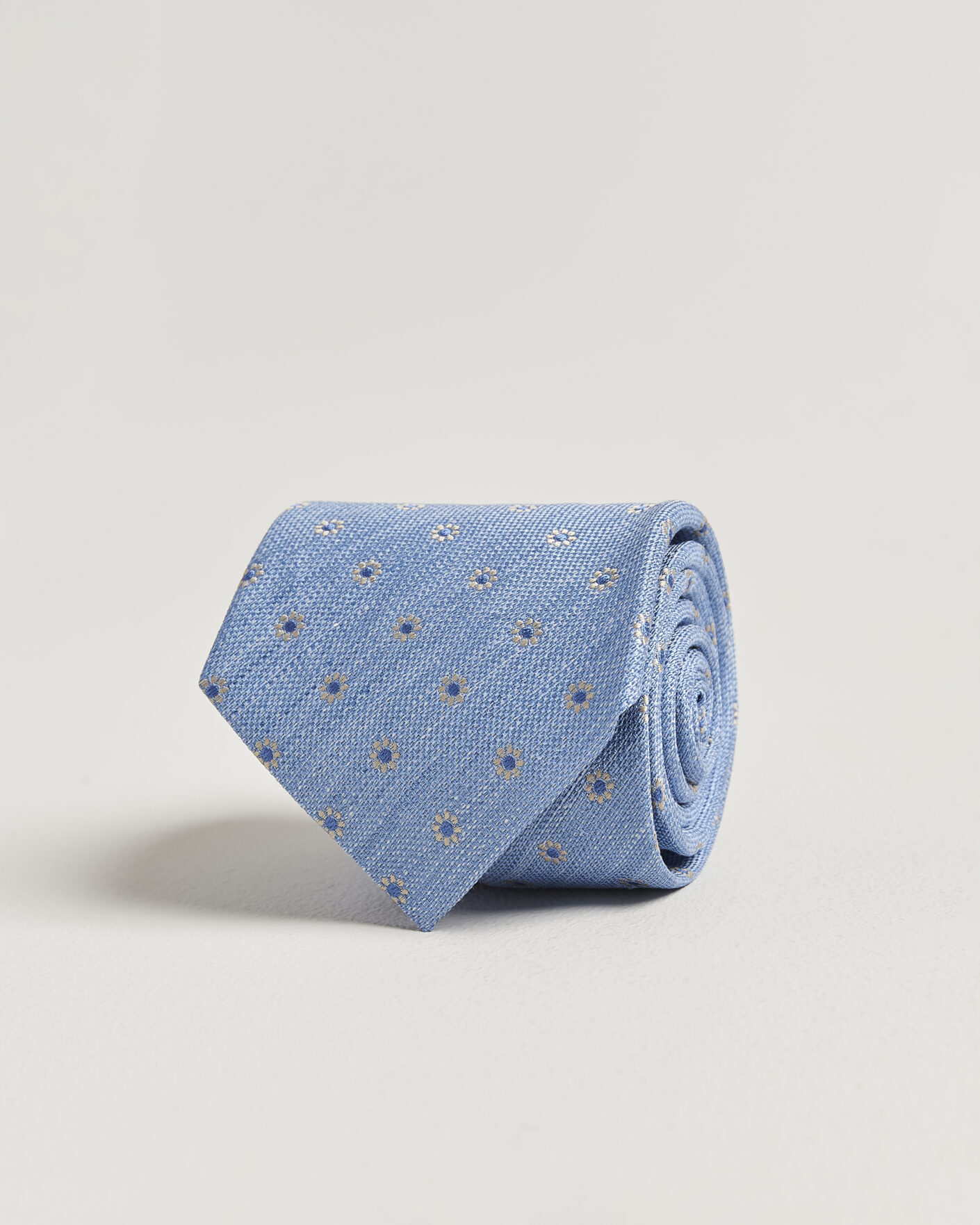 Men | Ties | Eton | Floral Linen Silk Tie Light Blue