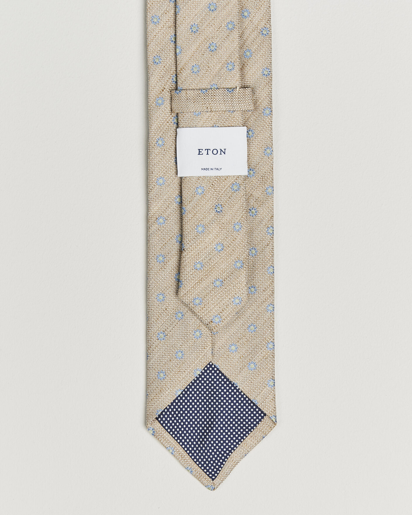 Men | Ties | Eton | Floral Linen Silk Tie Beige