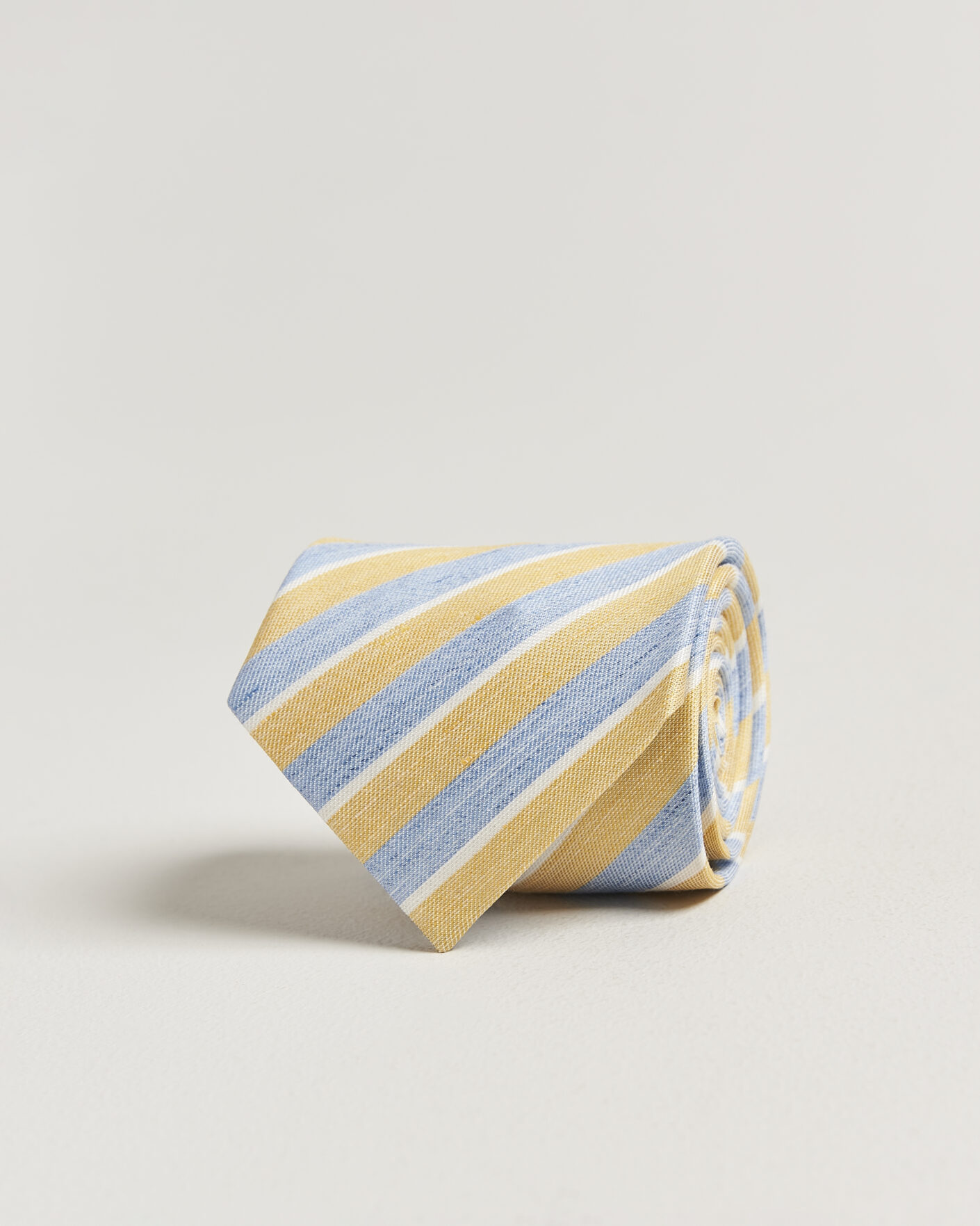 Men | Ties | Eton | Striped Linen Silk Tie Yellow/Blue