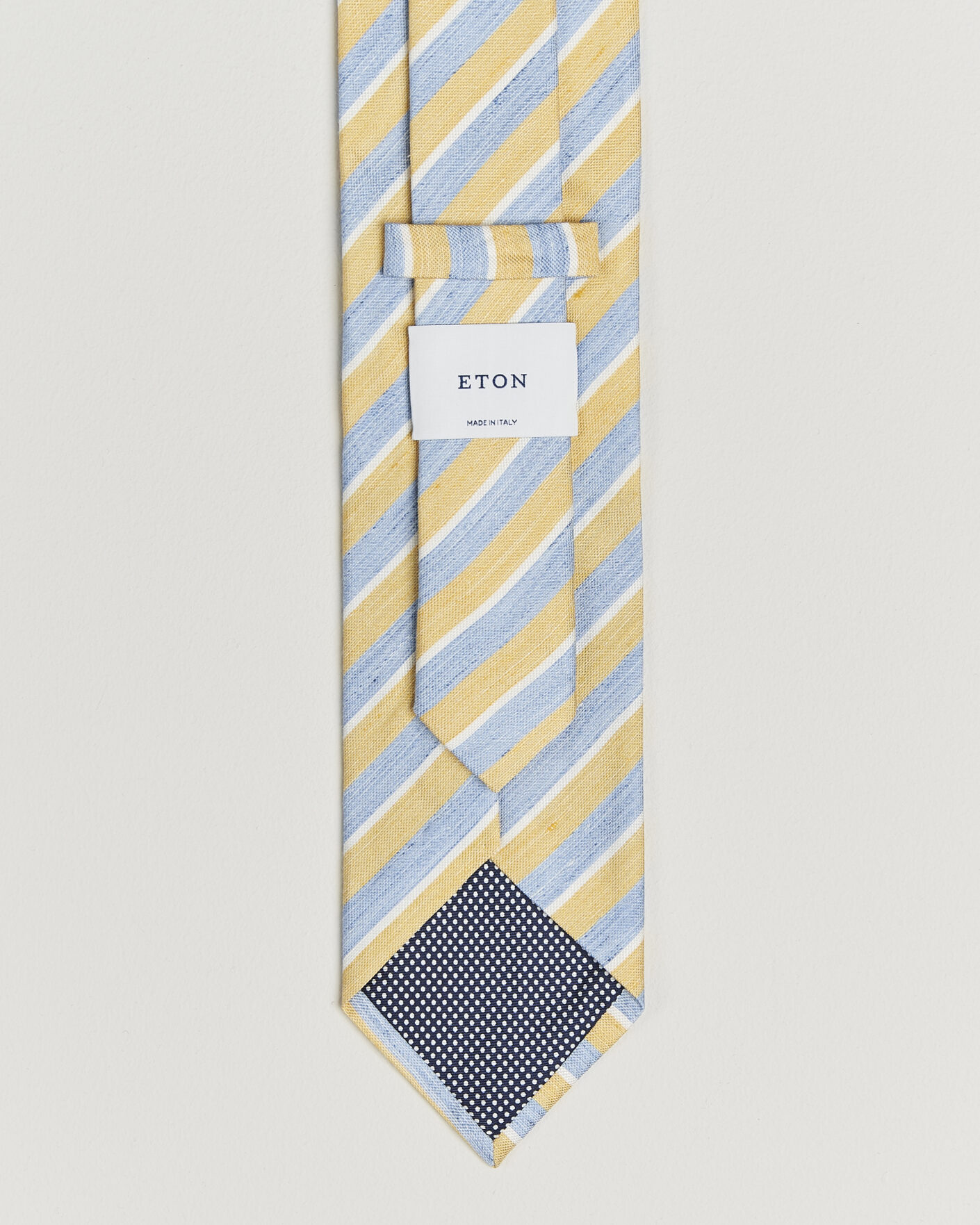 Men | Ties | Eton | Striped Linen Silk Tie Yellow/Blue