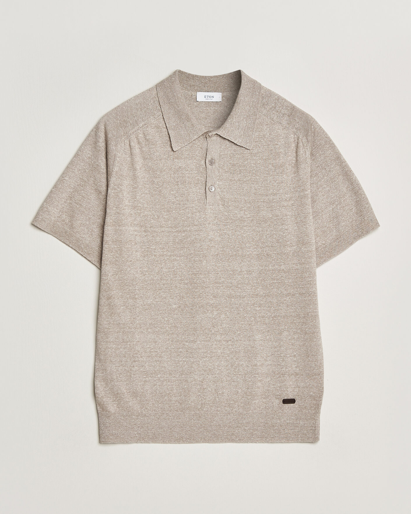 Men | Polo Shirts | Eton | Cotton Linen Fine Knit Polo Beige
