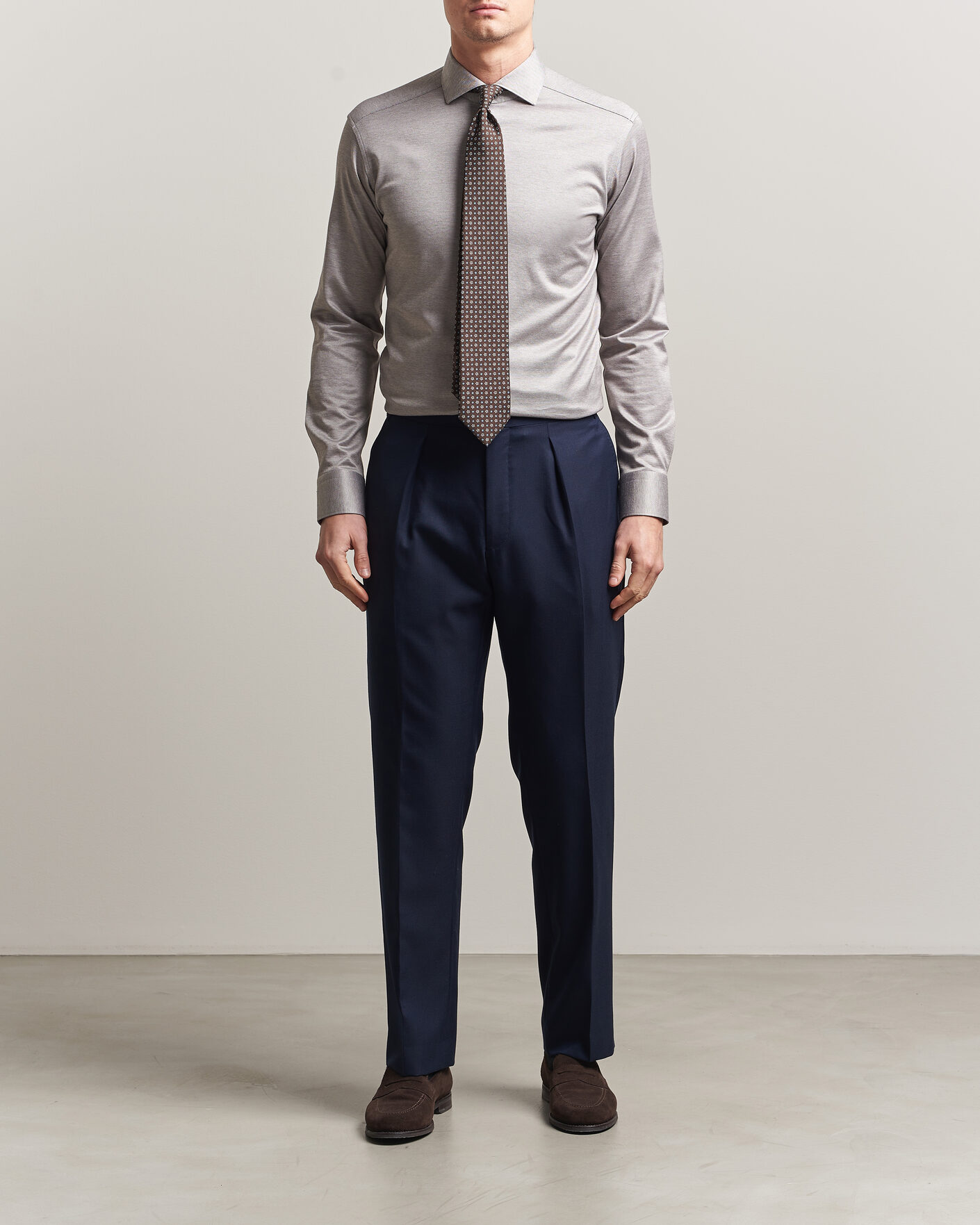 Men | Shirts | Eton | Filo di Scozia Knitted Shirt Brown