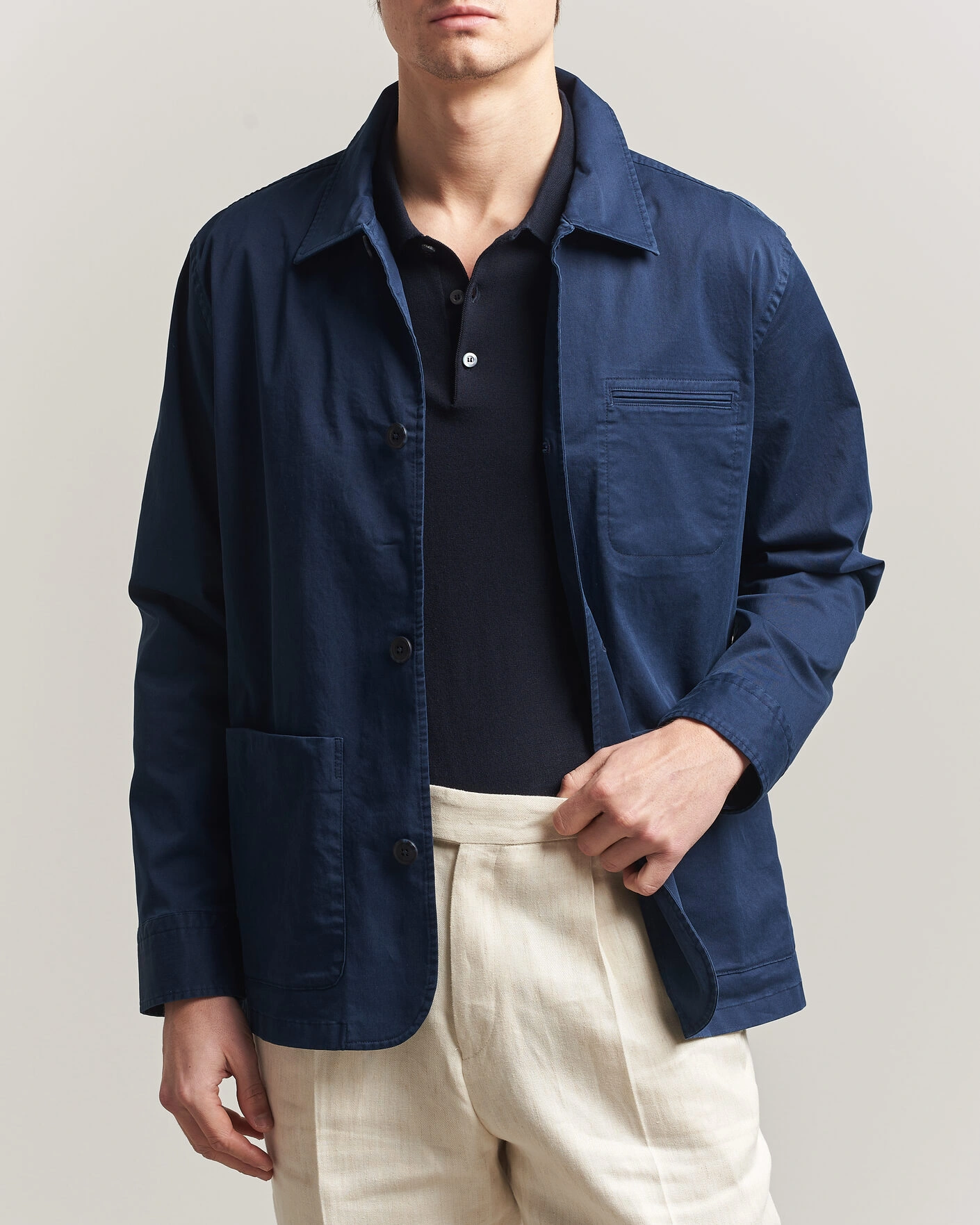 Men | Coats & Jackets | Eton | Cotton Chore Jacket Navy Blue