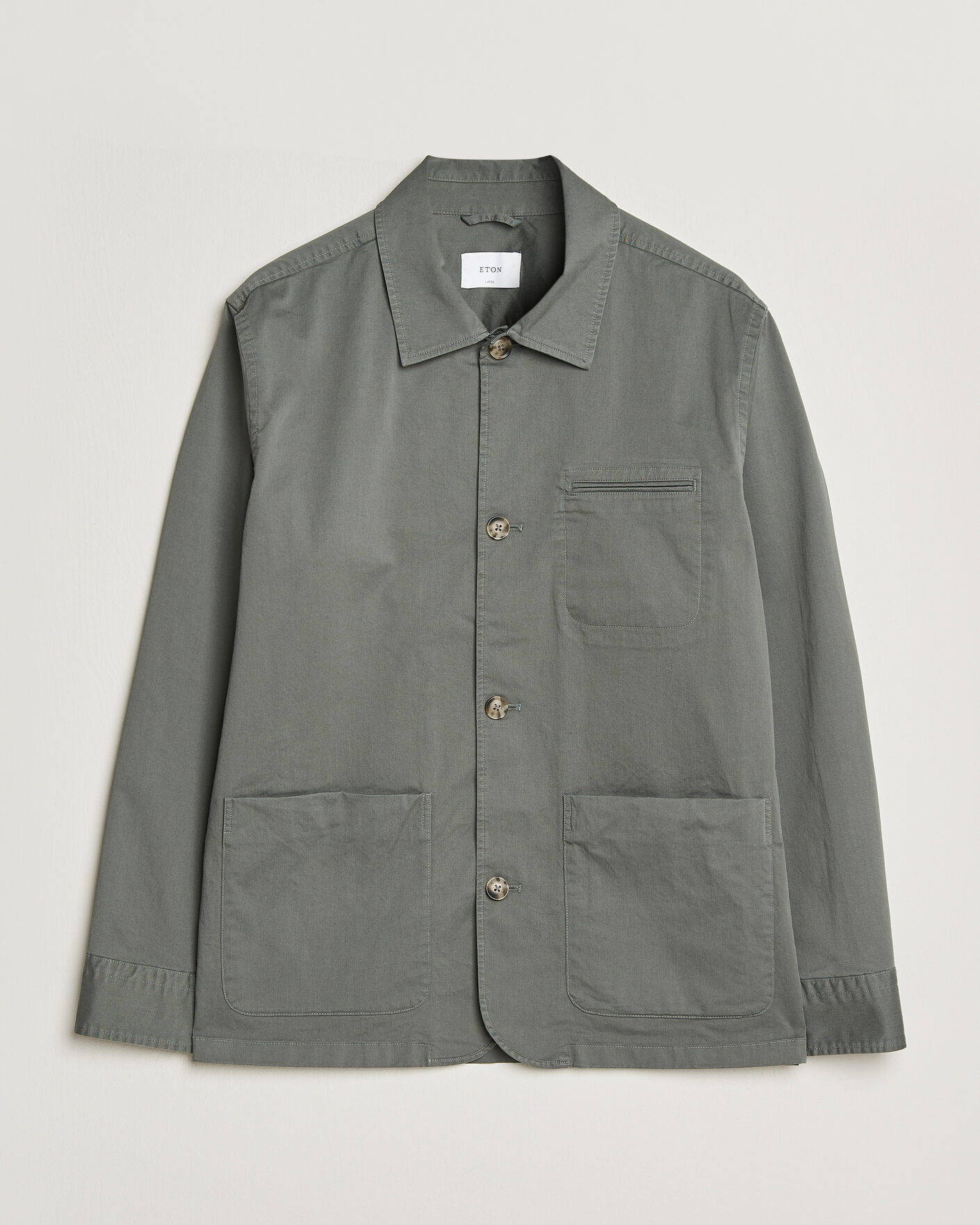 Men | Coats & Jackets | Eton | Cotton Chore Jacket Mid Green