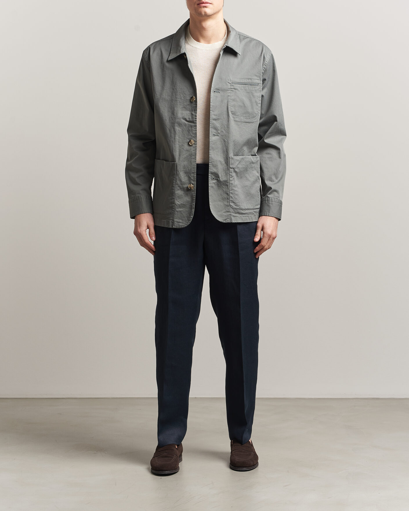 Men | Coats & Jackets | Eton | Cotton Chore Jacket Mid Green