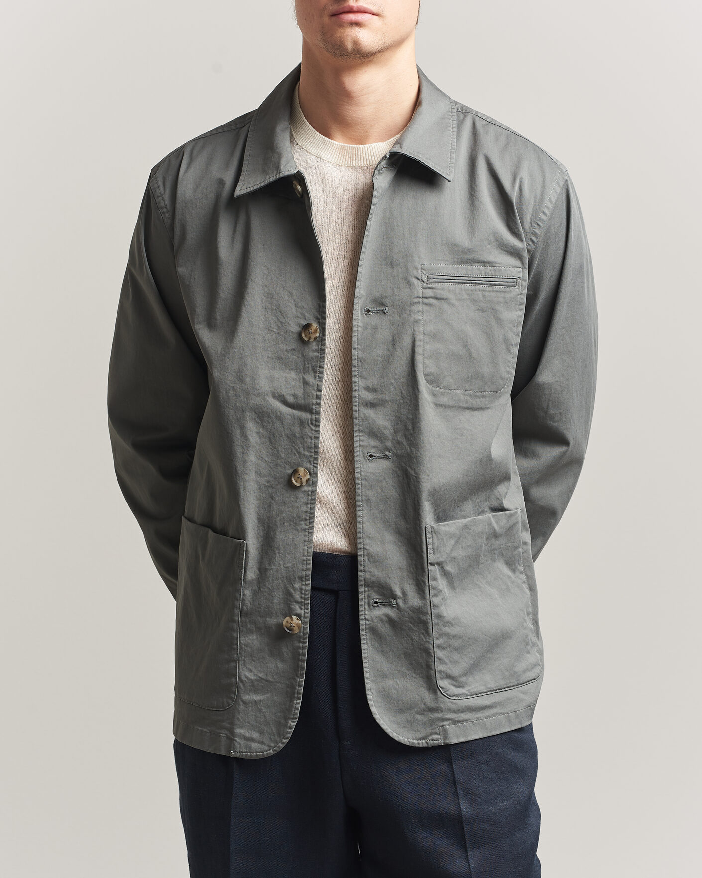 Men | Coats & Jackets | Eton | Cotton Chore Jacket Mid Green