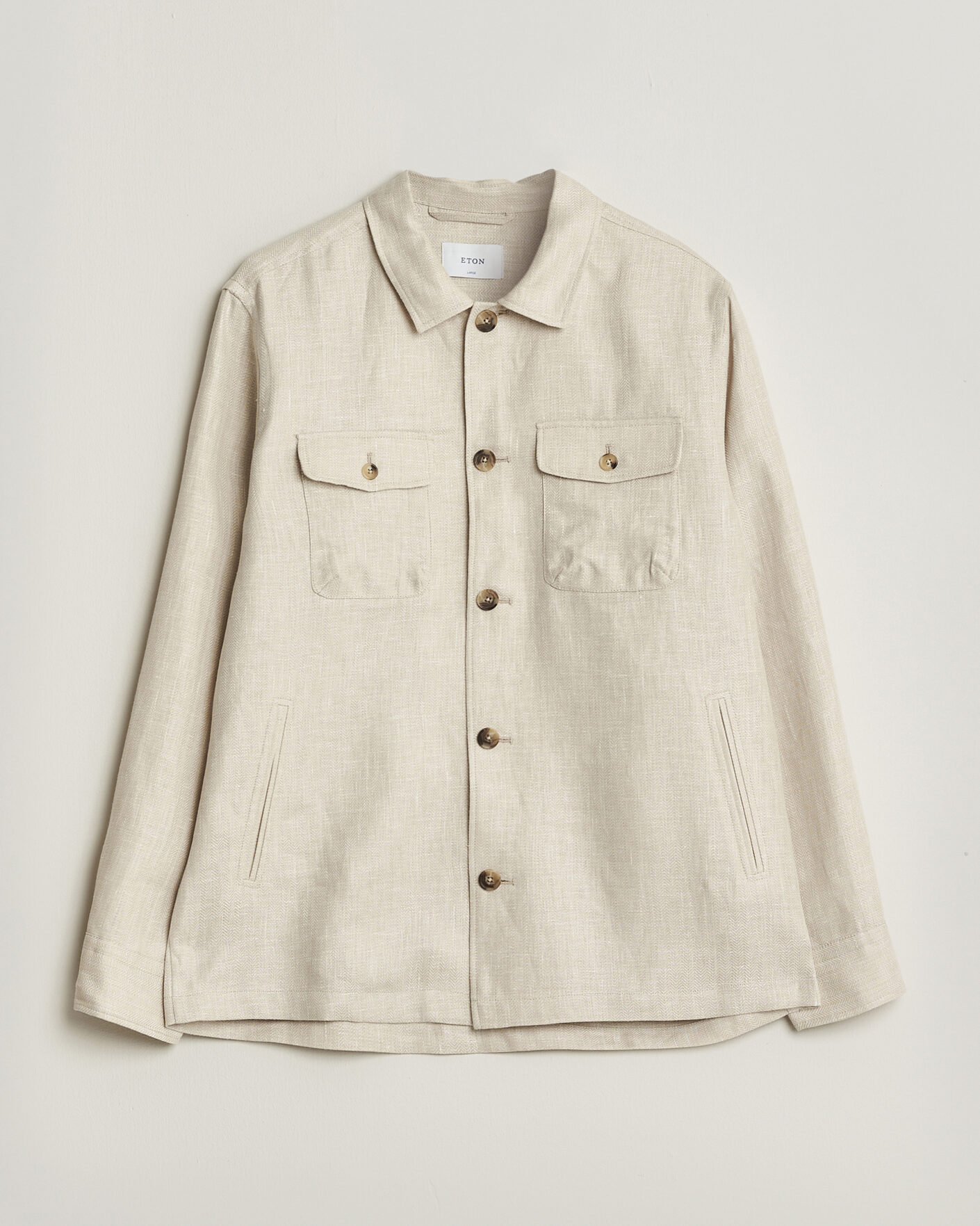 Men | Coats & Jackets | Eton | Four Pocket Linen Lyocell Shirt Jacket Off White
