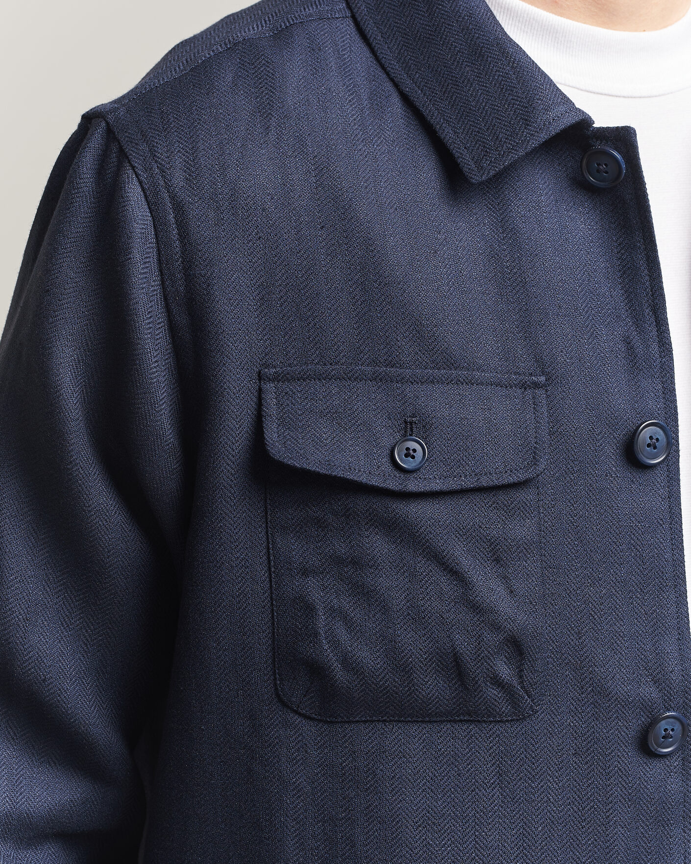 Men | Coats & Jackets | Eton | Four Pocket Linen Lyocell Shirt Jacket Navy Blue