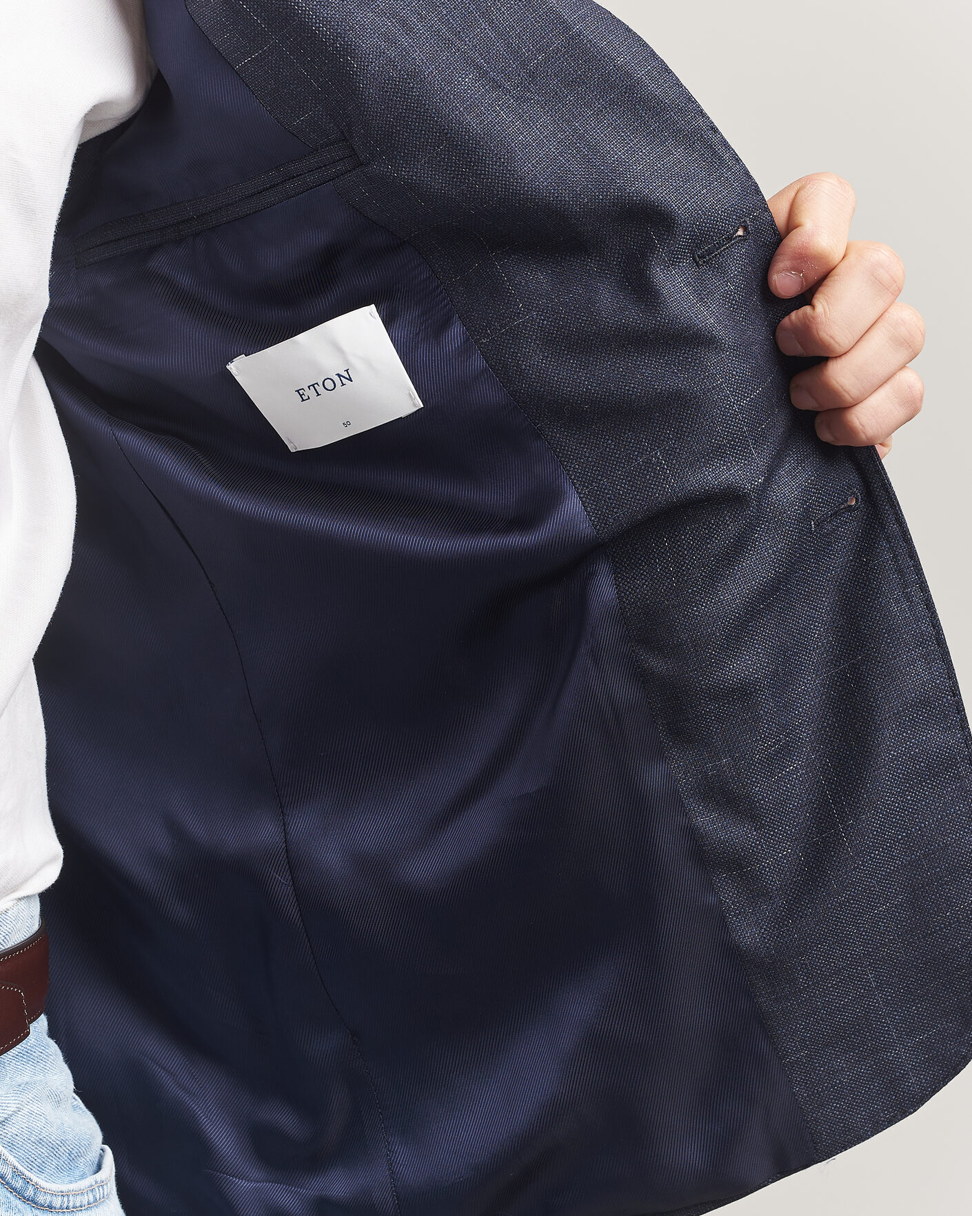 Men | Blazers | Eton | Wool Silk Soft Blazer Navy Blue