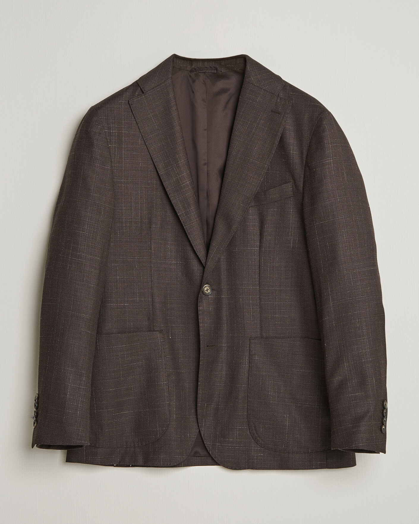 Men | Blazers | Eton | Wool Silk Soft Blazer Dark Brown