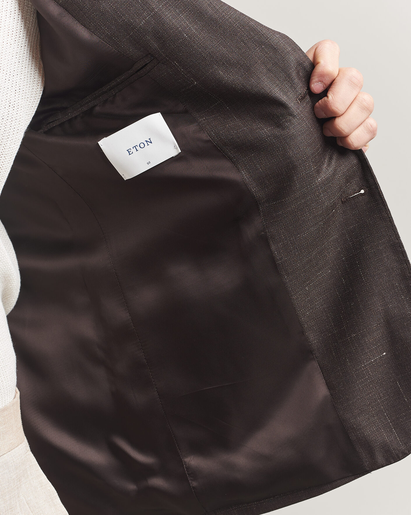 Men | Blazers | Eton | Wool Silk Soft Blazer Dark Brown