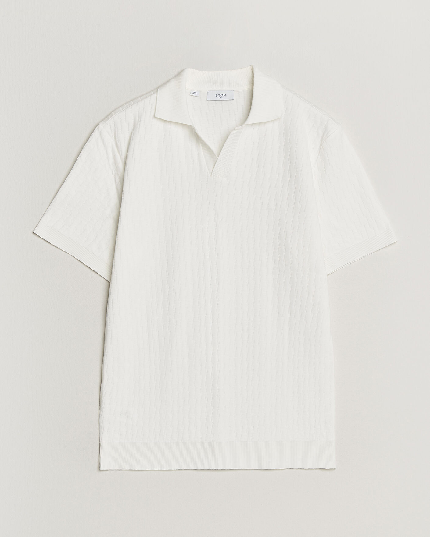 Men |  | Eton | Open Collar Jacquard Polo Off White