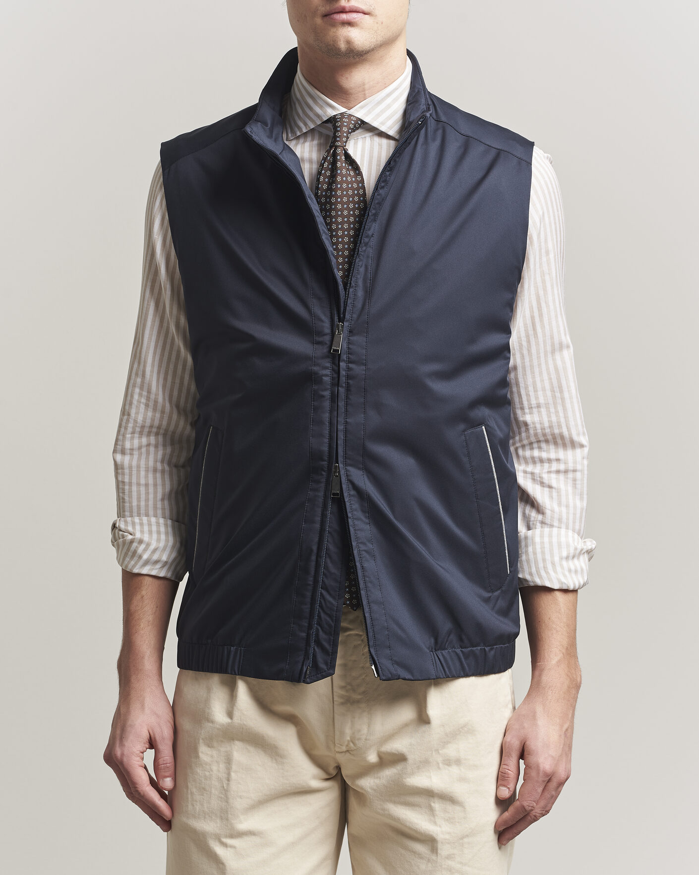 Men | Gilets | Eton | Lightweight Wind Vest Navy Blue
