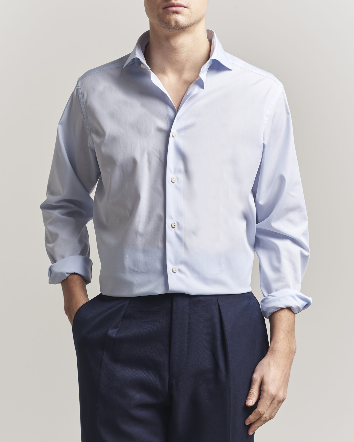 Men | Shirts | Eton | Casual Fit Breeze Poplin Shirt Light Blue