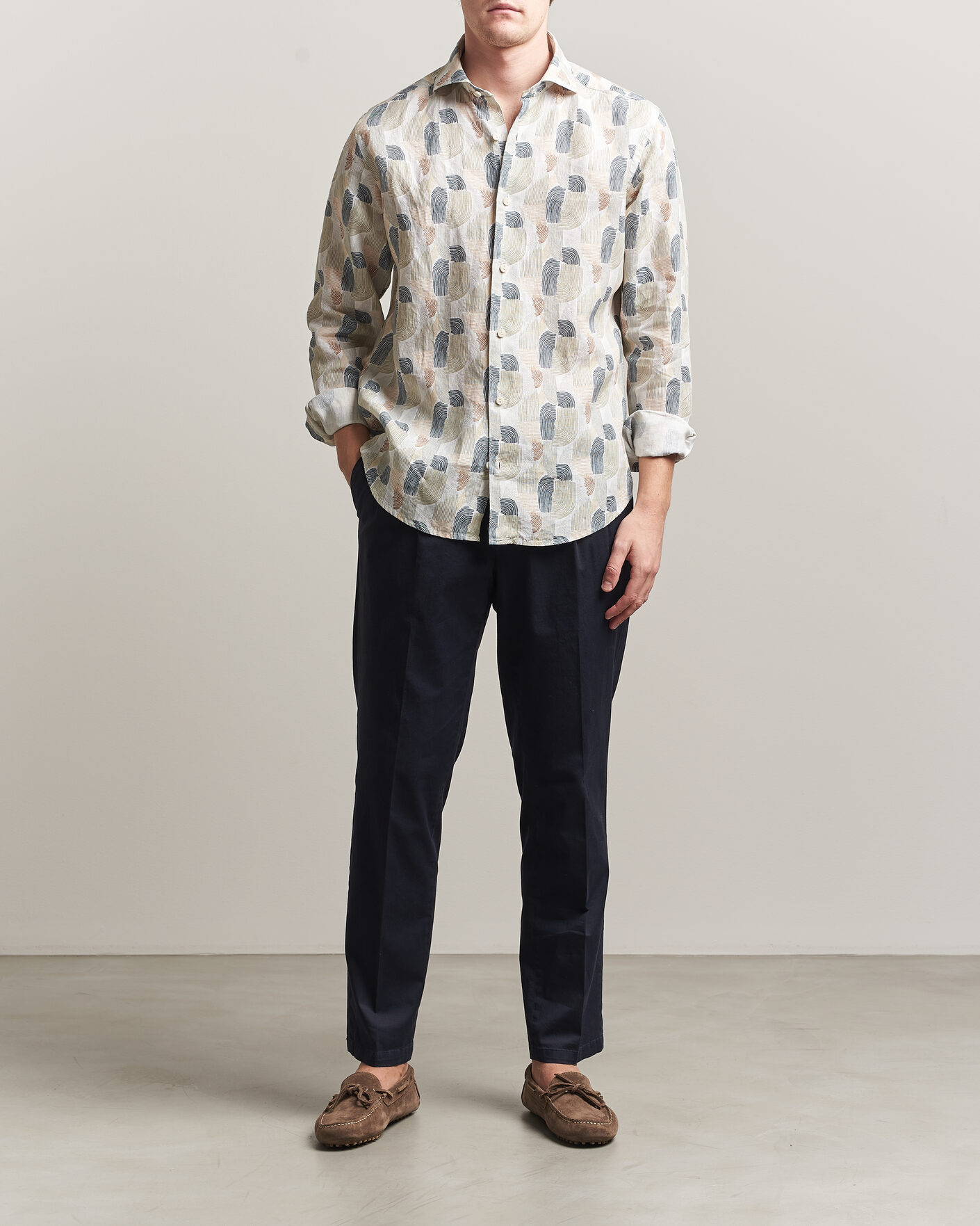 Men | Shirts | Eton | Casual Fit Printed Linen Shirt Multi