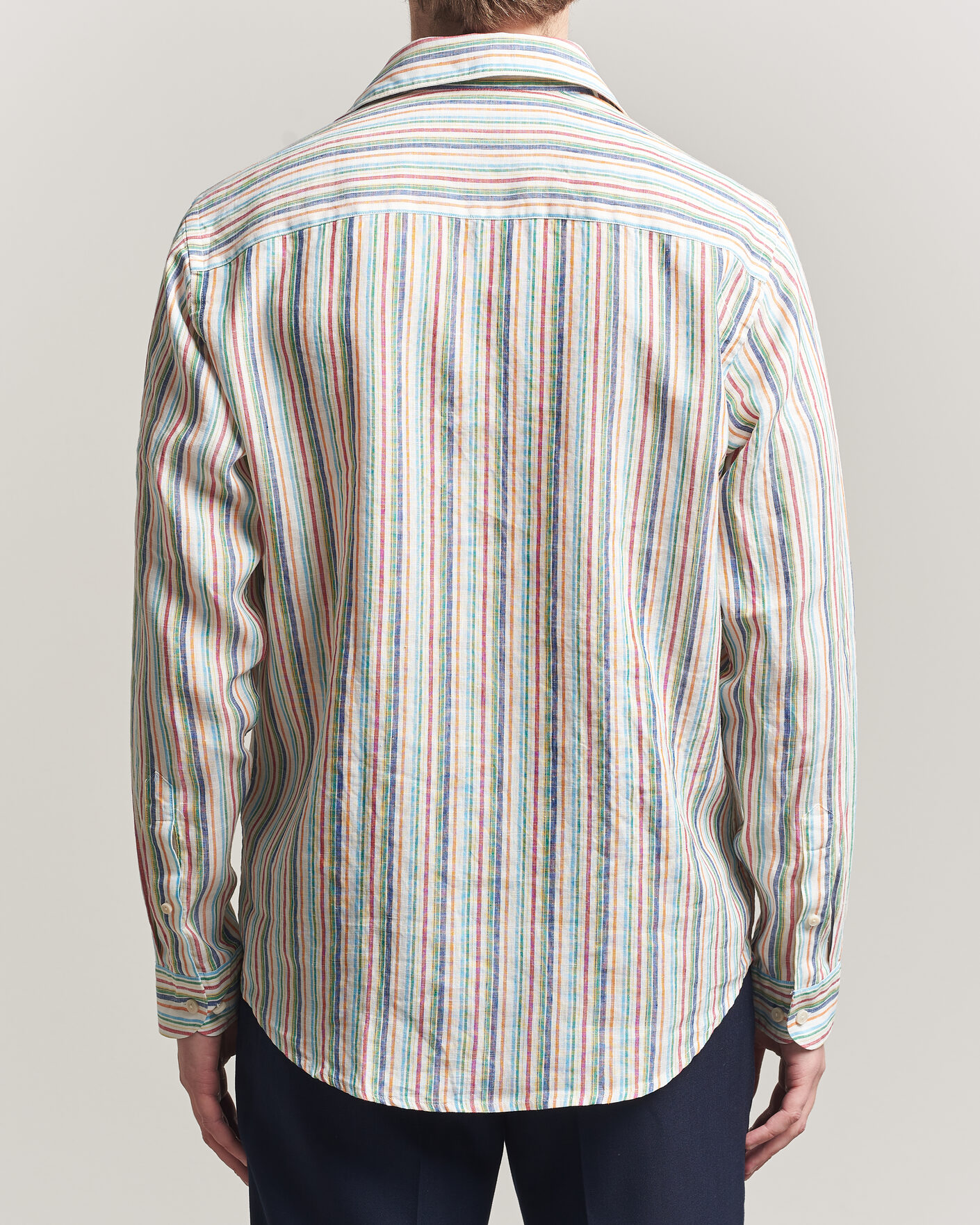 Men | Shirts | Eton | Casual Fit Striped Linen Shirt Multi