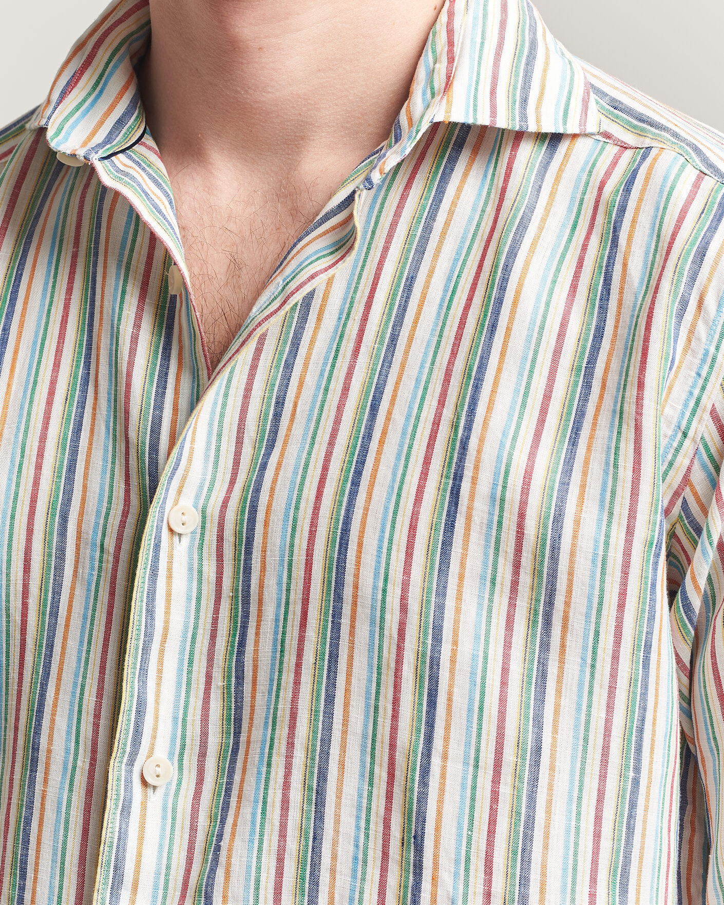 Men | Shirts | Eton | Casual Fit Striped Linen Shirt Multi