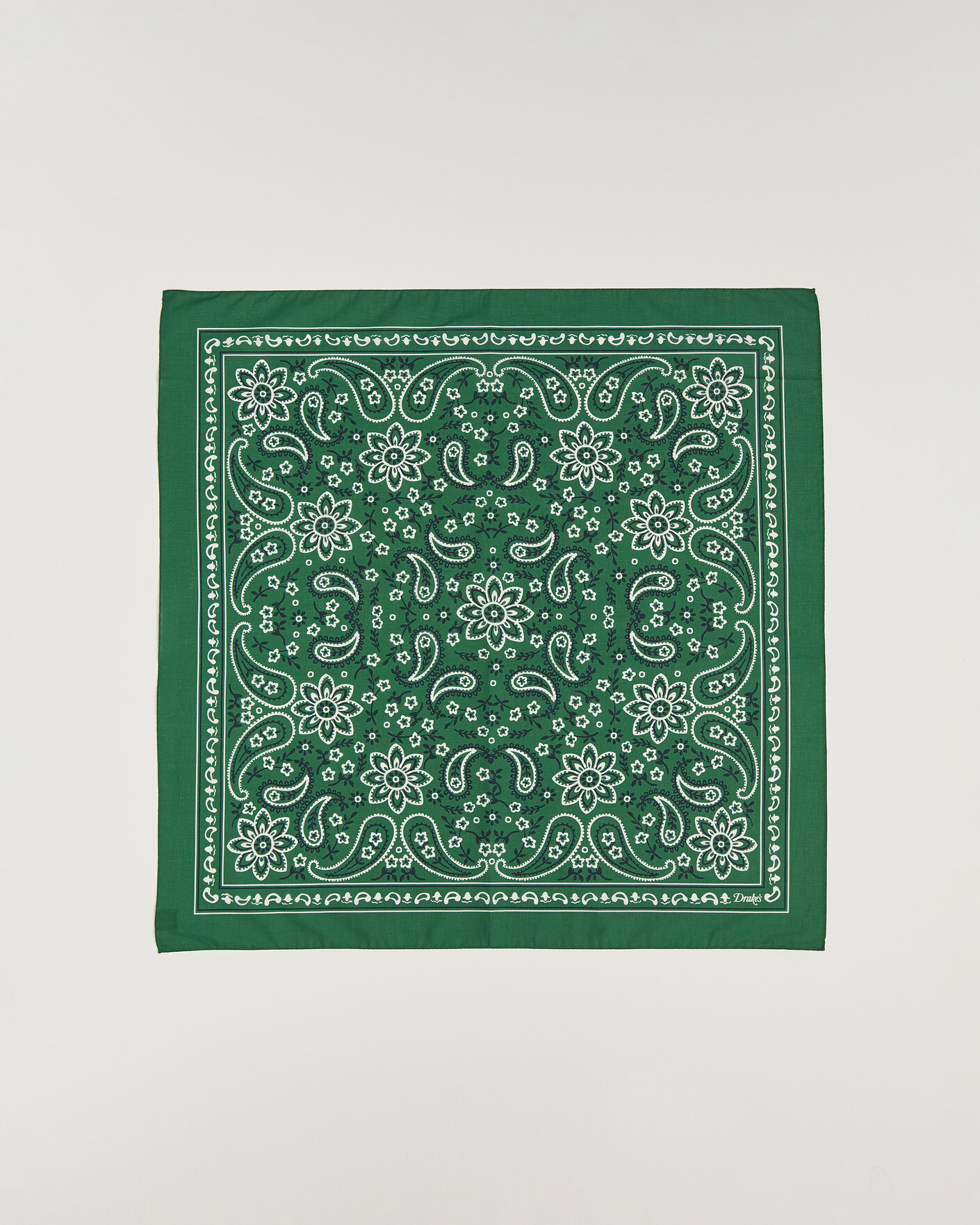 Men | Dress Scarves | Drake's | Classic Paisley Bandana Green