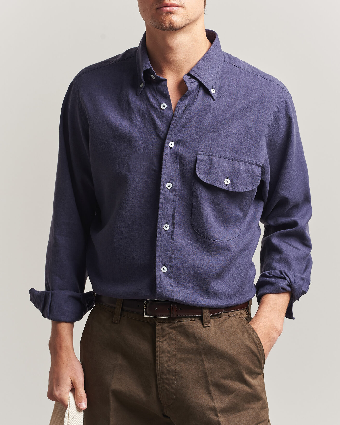 トップス Ermenegildo Zegna Linen L/S Shirt Navy Zegna Slim Fit Linen Shirt Olive at CareOfCarl.com