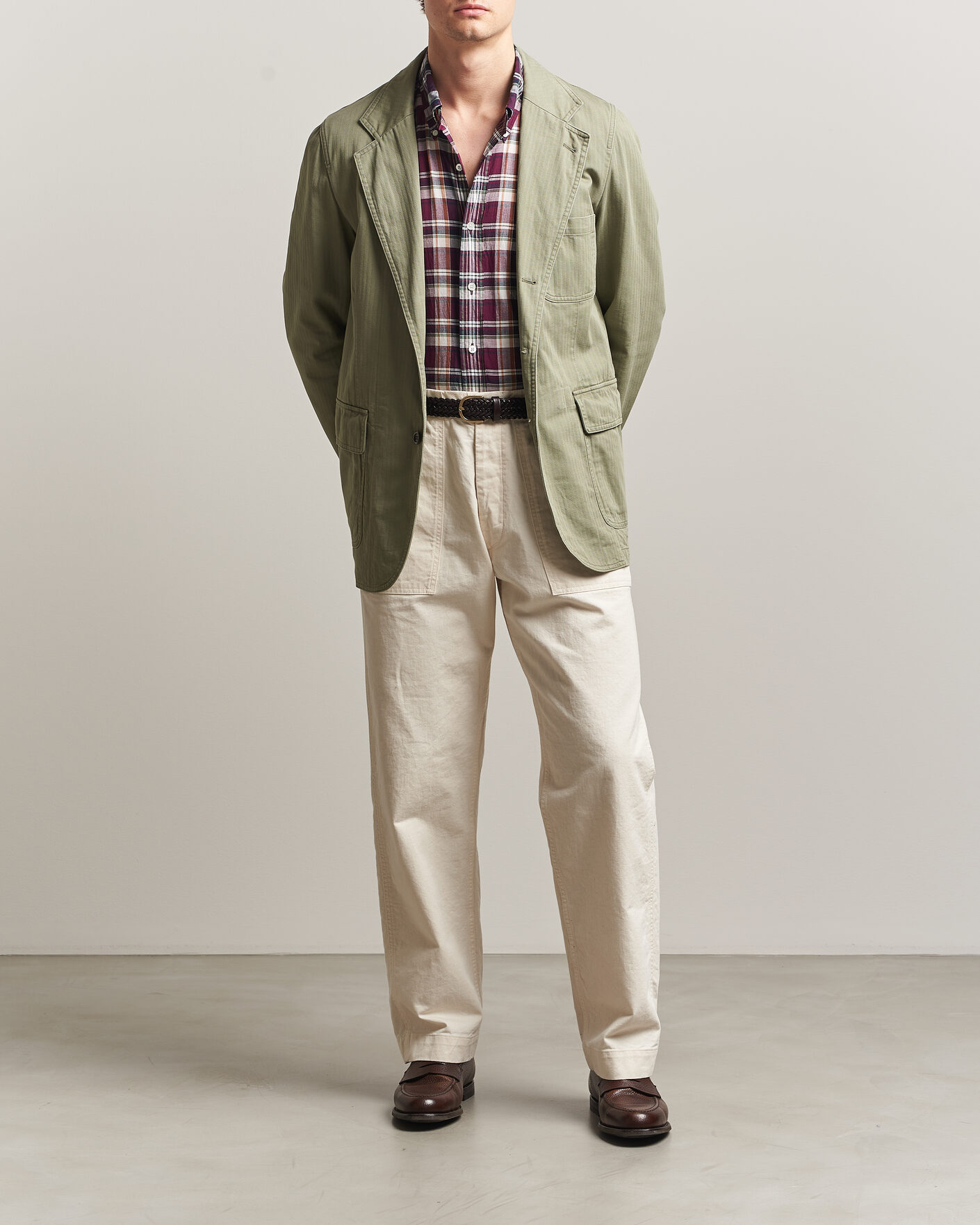 Drake's MKI Herringbone Games Blazer Olive at CareOfCarl.com