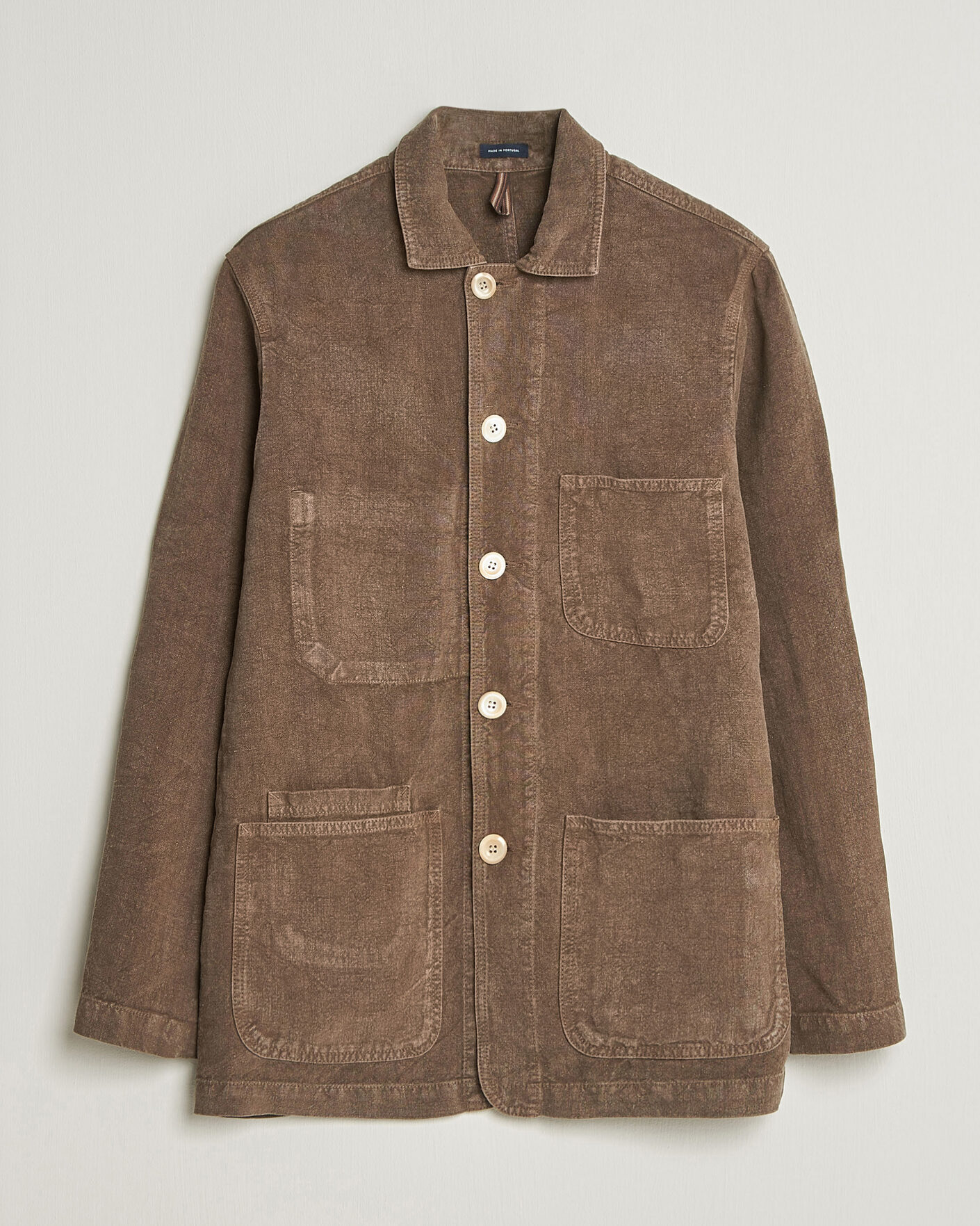 Men | Coats & Jackets | Drake's | Heavy Linen Chore Jacket Brown