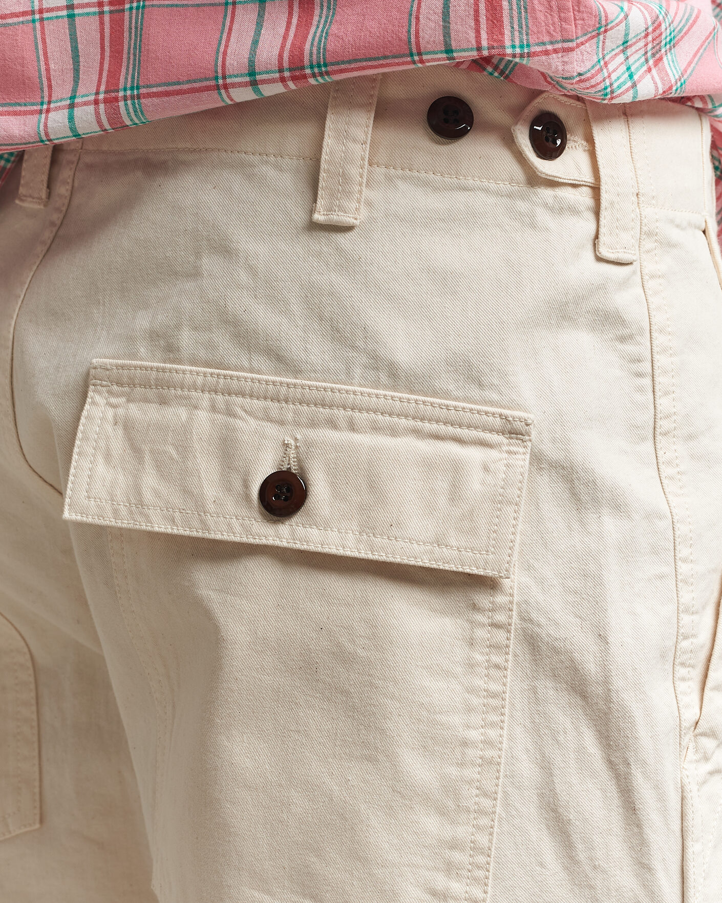 Men | Trousers | Drake's | Twill Fatigue Trousers Ecru