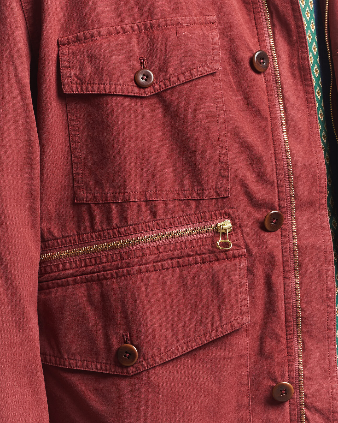 Men | Coats & Jackets | Drake's | Hiking Jacket Washed Red
