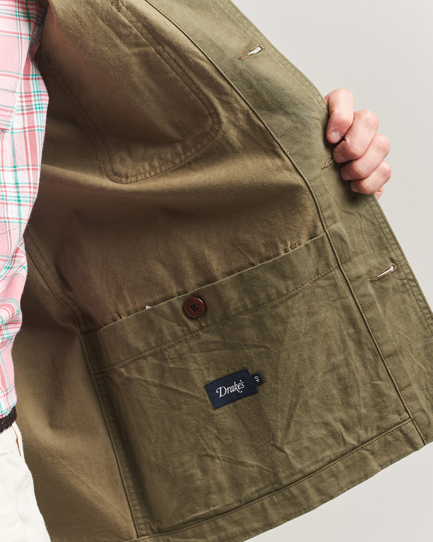 Men | Coats & Jackets | Drake's | Twill Fatigue Jacket Khaki