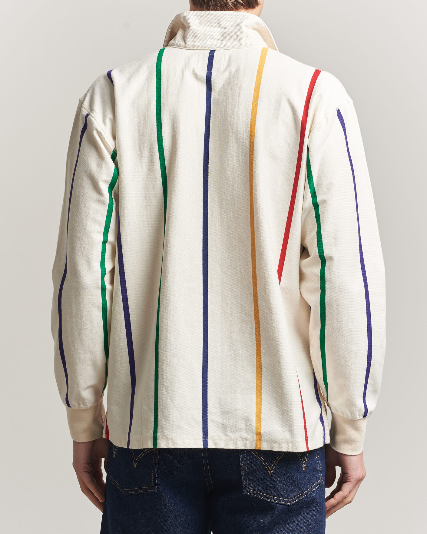 Men | Sweaters & Knitwear | Drake's | Colourful Vertical Stripe Rugby White