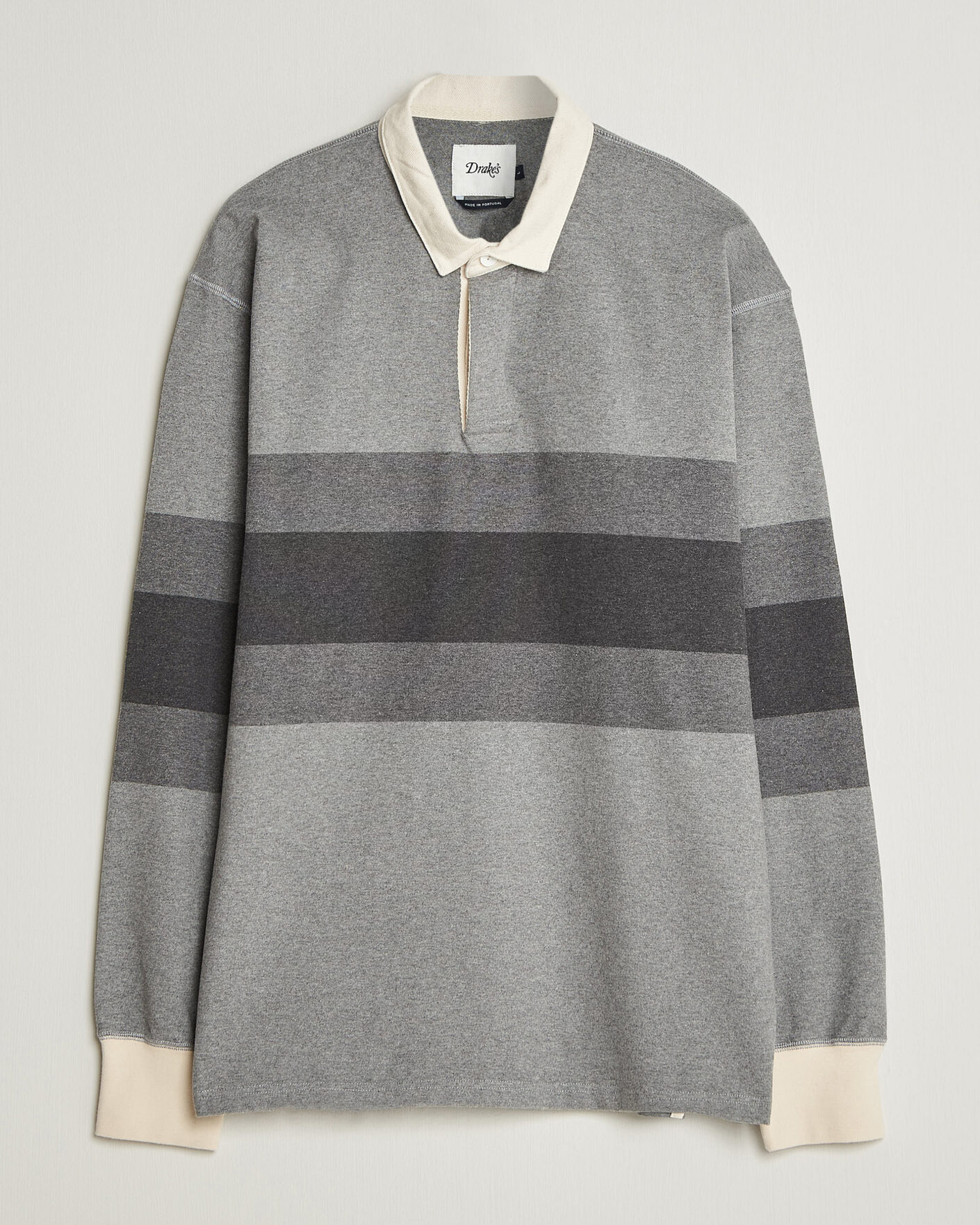 Men | Sweaters & Knitwear | Drake's | Melange Stripe Rugby Grey