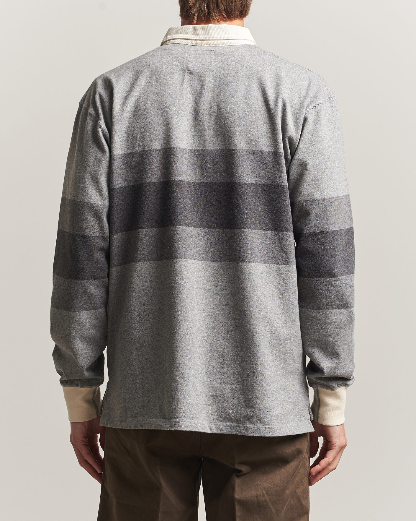 Men | Sweaters & Knitwear | Drake's | Melange Stripe Rugby Grey