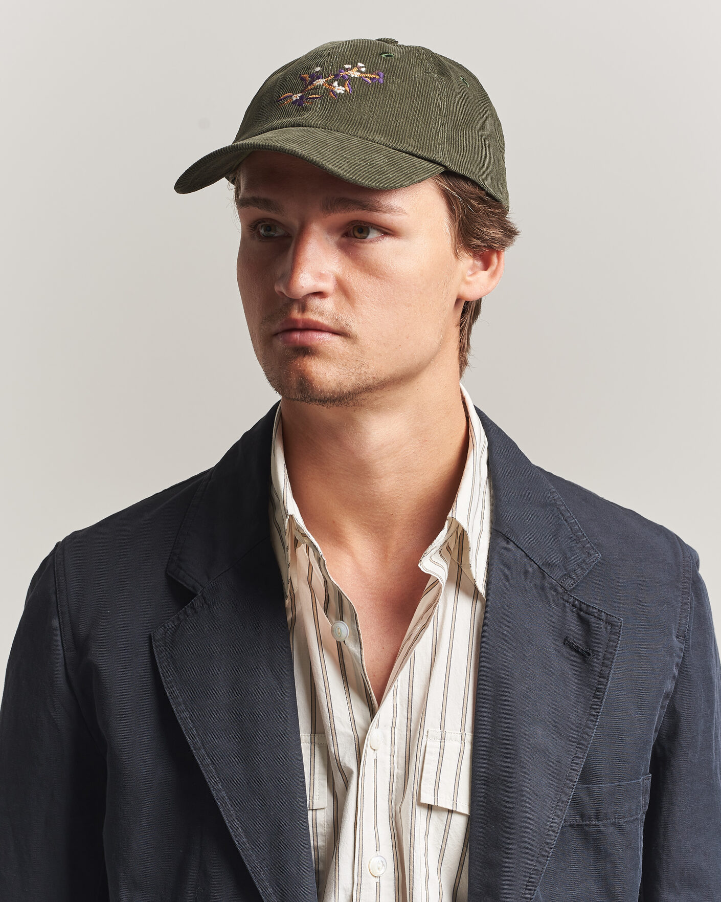 Drake's Blackthron Needlecord Baseball Cap Olive at CareOfCarl.com