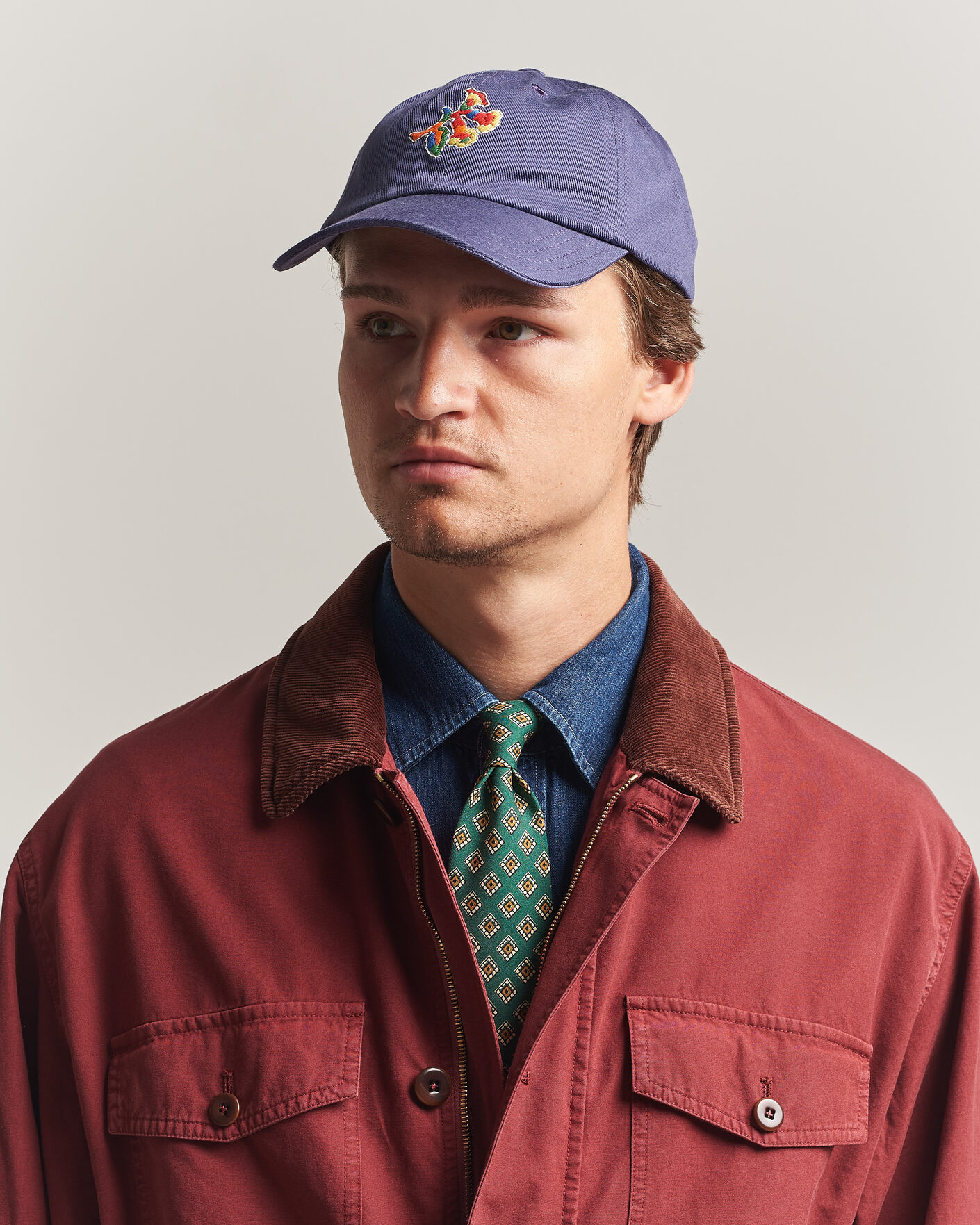 Men | Hats & Caps | Drake's | Tapisserie Twill Baseball Cap Blue