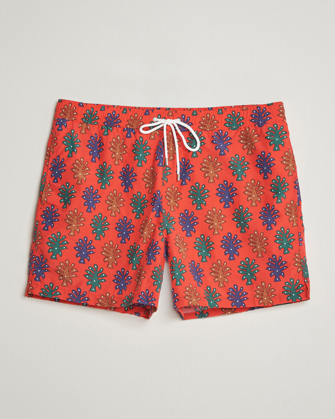 Men | Swimwear | Drake's | Trees Drawstring Swimshorts Tomato