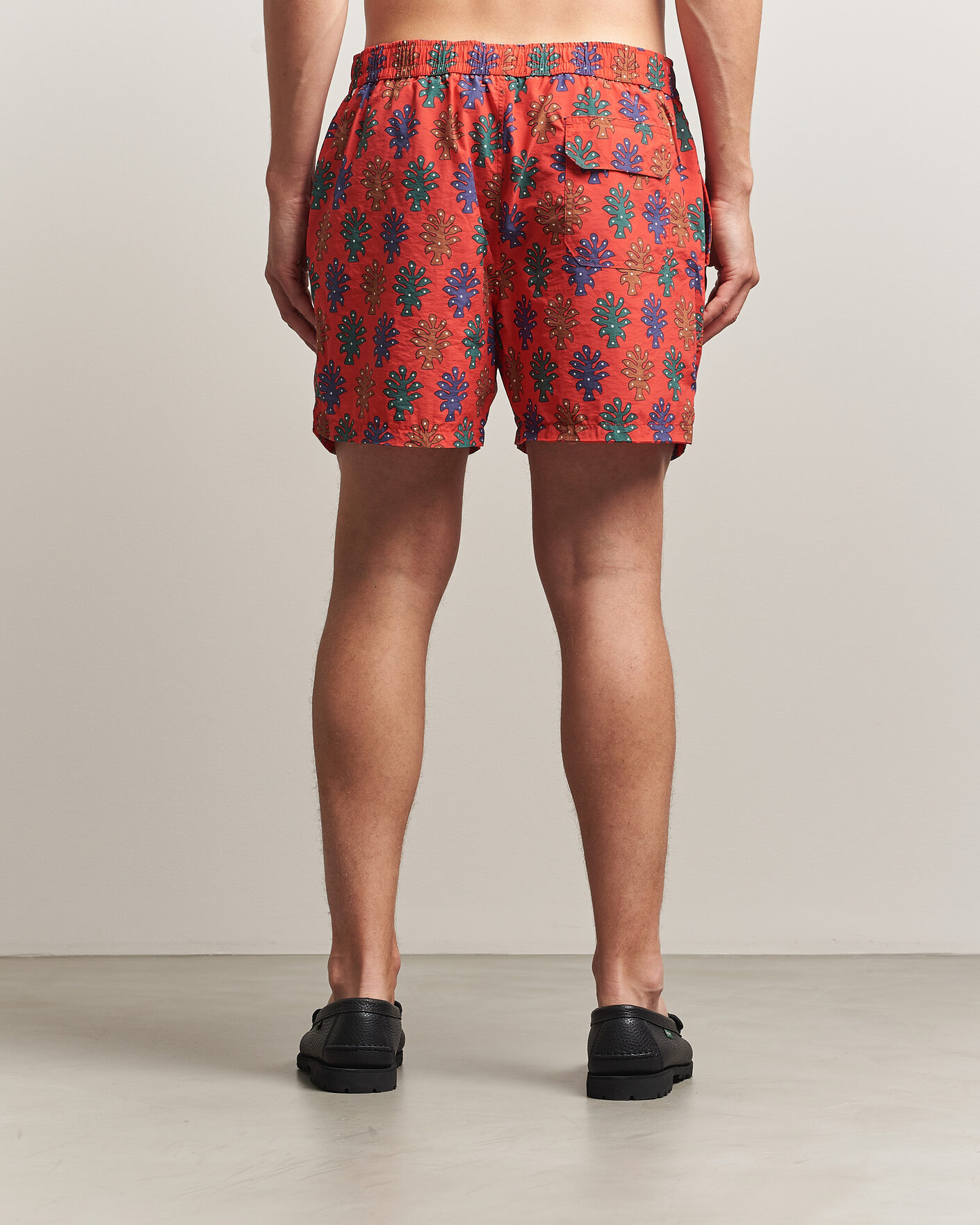 Men | Swimwear | Drake's | Trees Drawstring Swimshorts Tomato