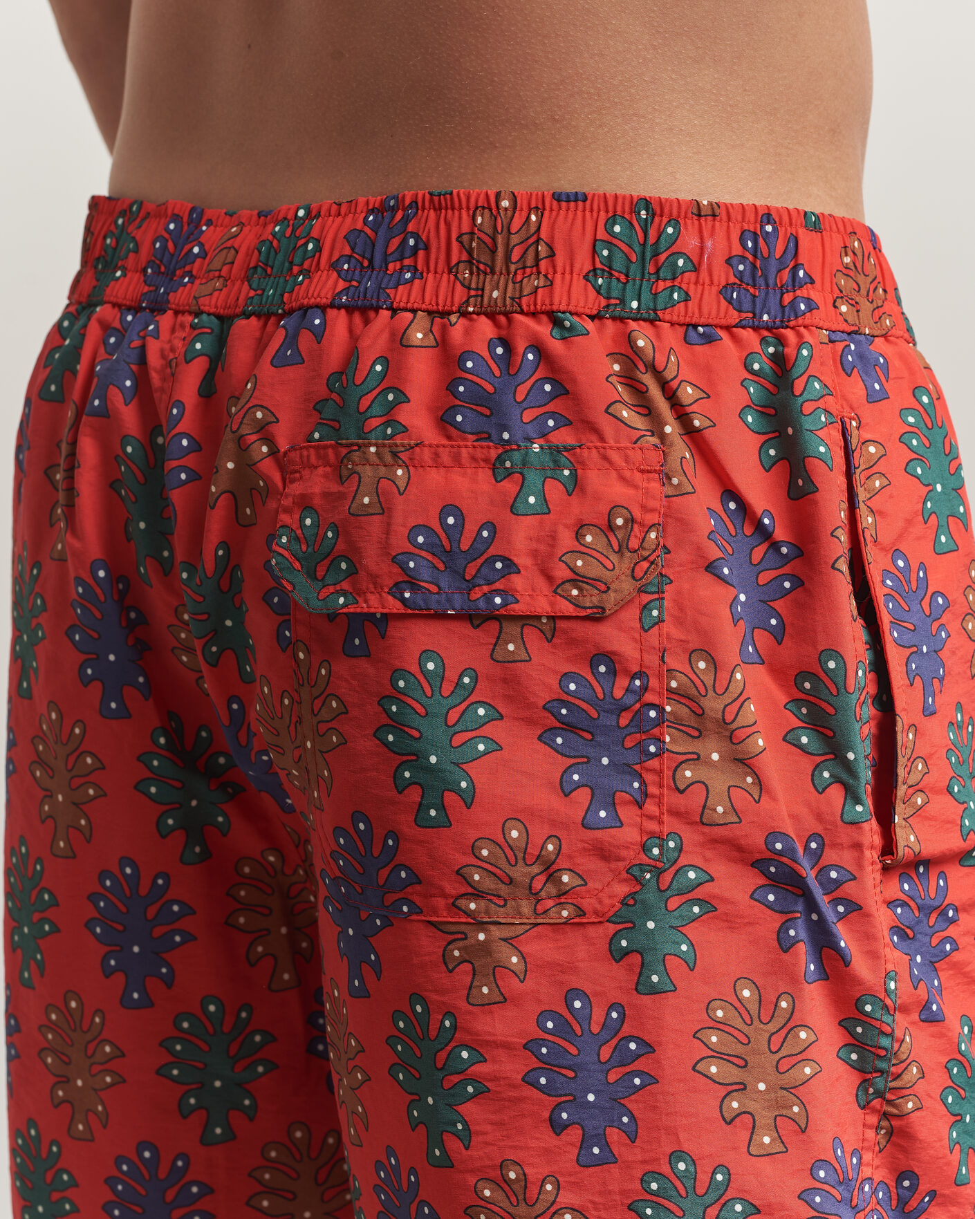 Men | Swimwear | Drake's | Trees Drawstring Swimshorts Tomato