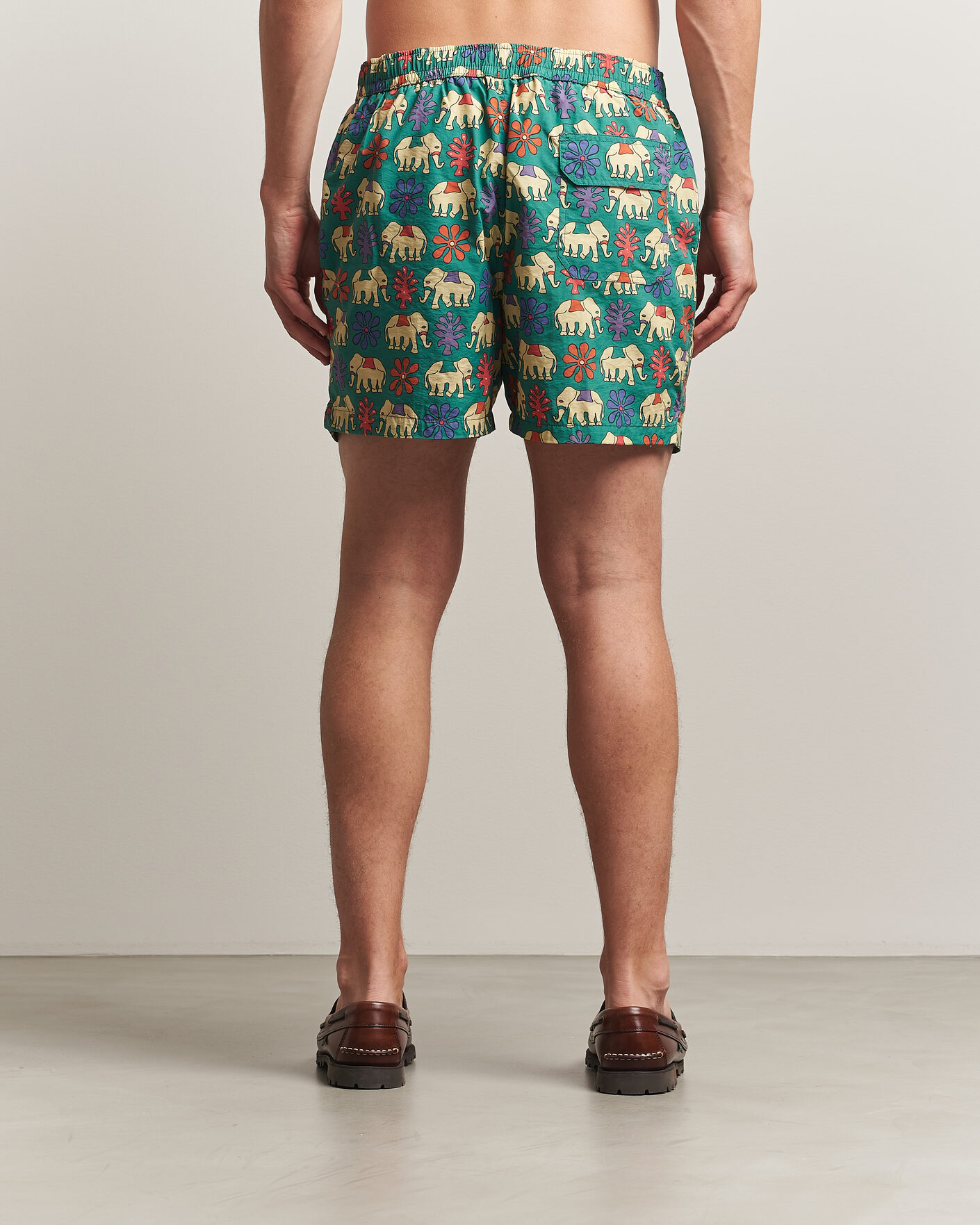 Men | Swimwear | Drake's | Elephants Drawstring Swimshorts Green
