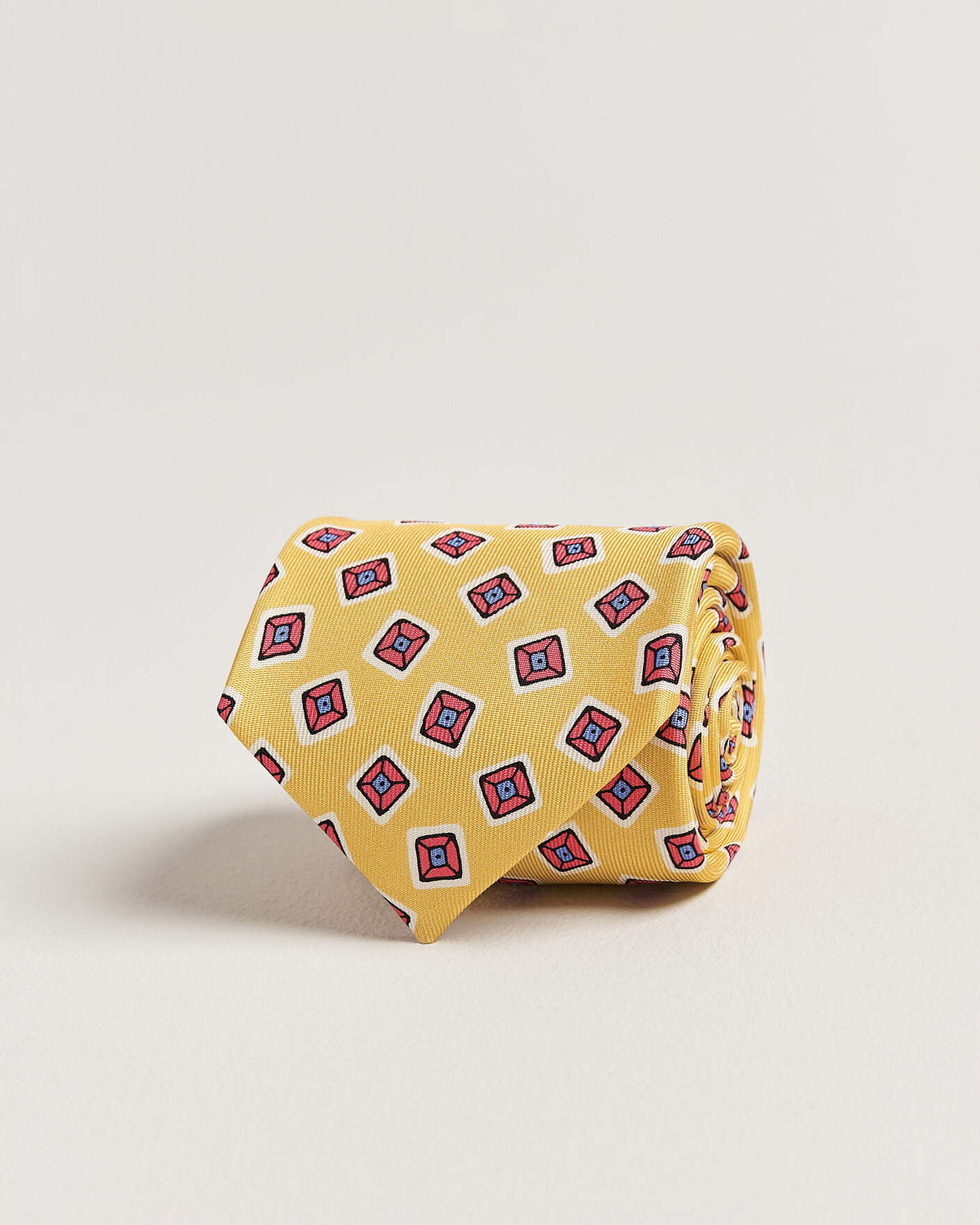Men | Drake's Square Diamond Heavy Twill Silk Tie Gold | Drake's | Square Diamond Heavy Twill Silk Tie Gold