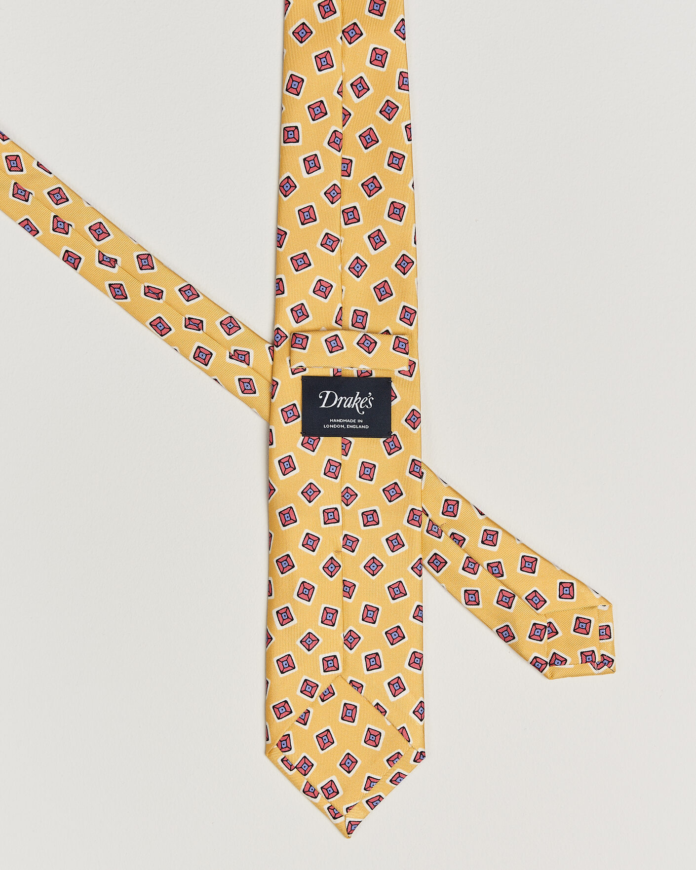 Men | Ties | Drake's | Square Diamond Heavy Twill Silk Tie Gold
