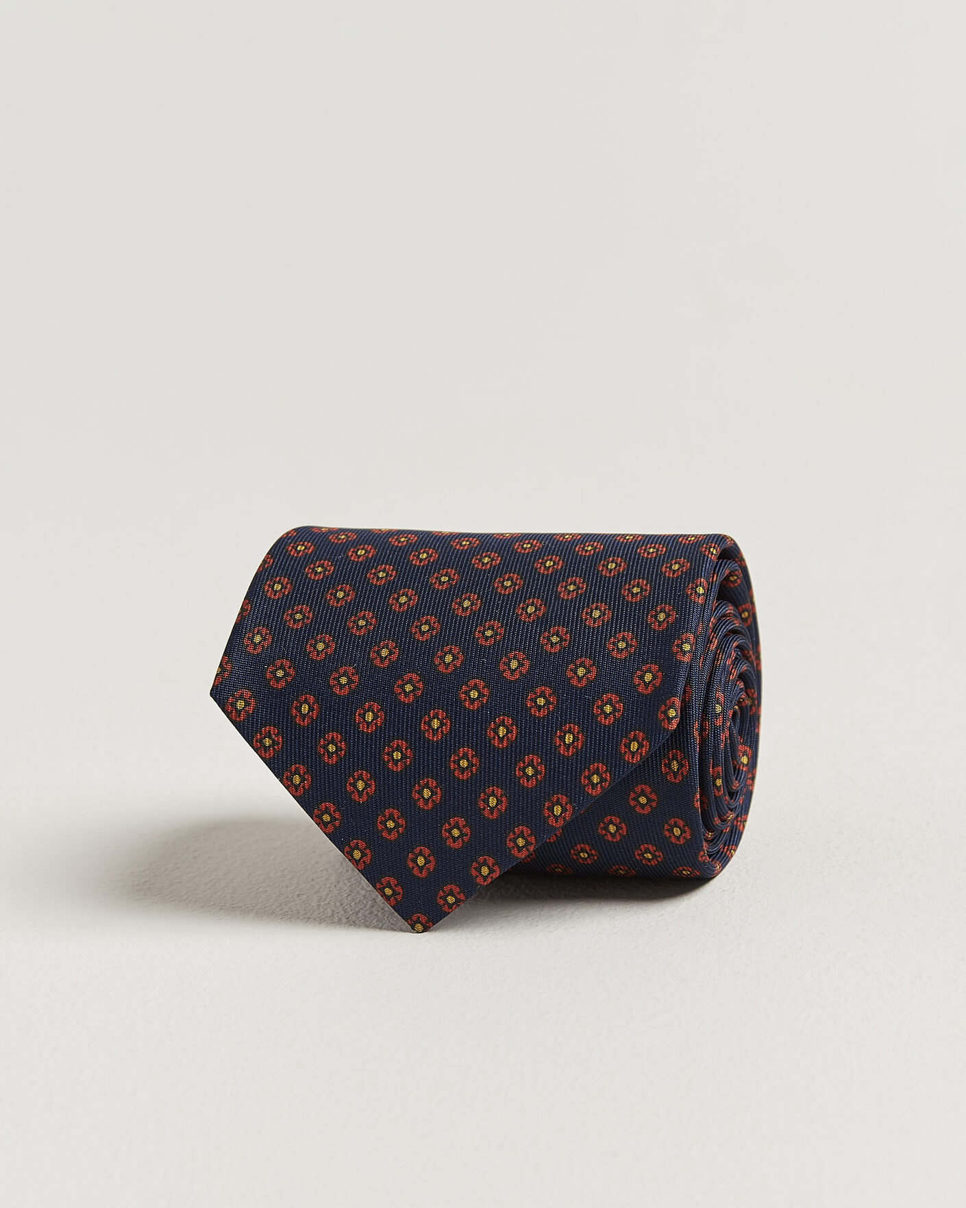 Men | Drake's Square Flowers Pattern Silk Tie Navy | Drake's | Square Flowers Pattern Silk Tie Navy