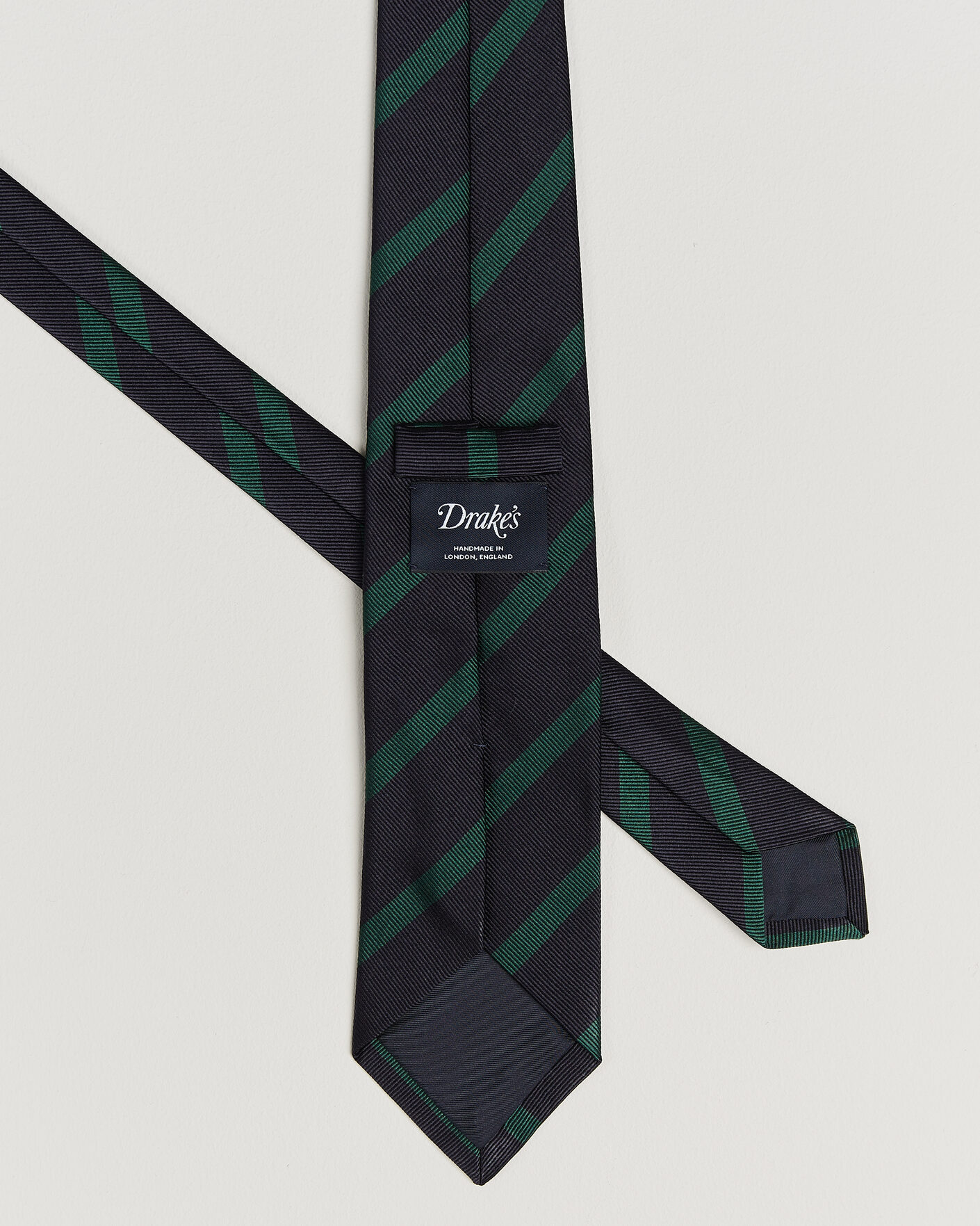 Men | Ties | Drake's | Bar Stripe Reppe Silk Tie Navy/Green