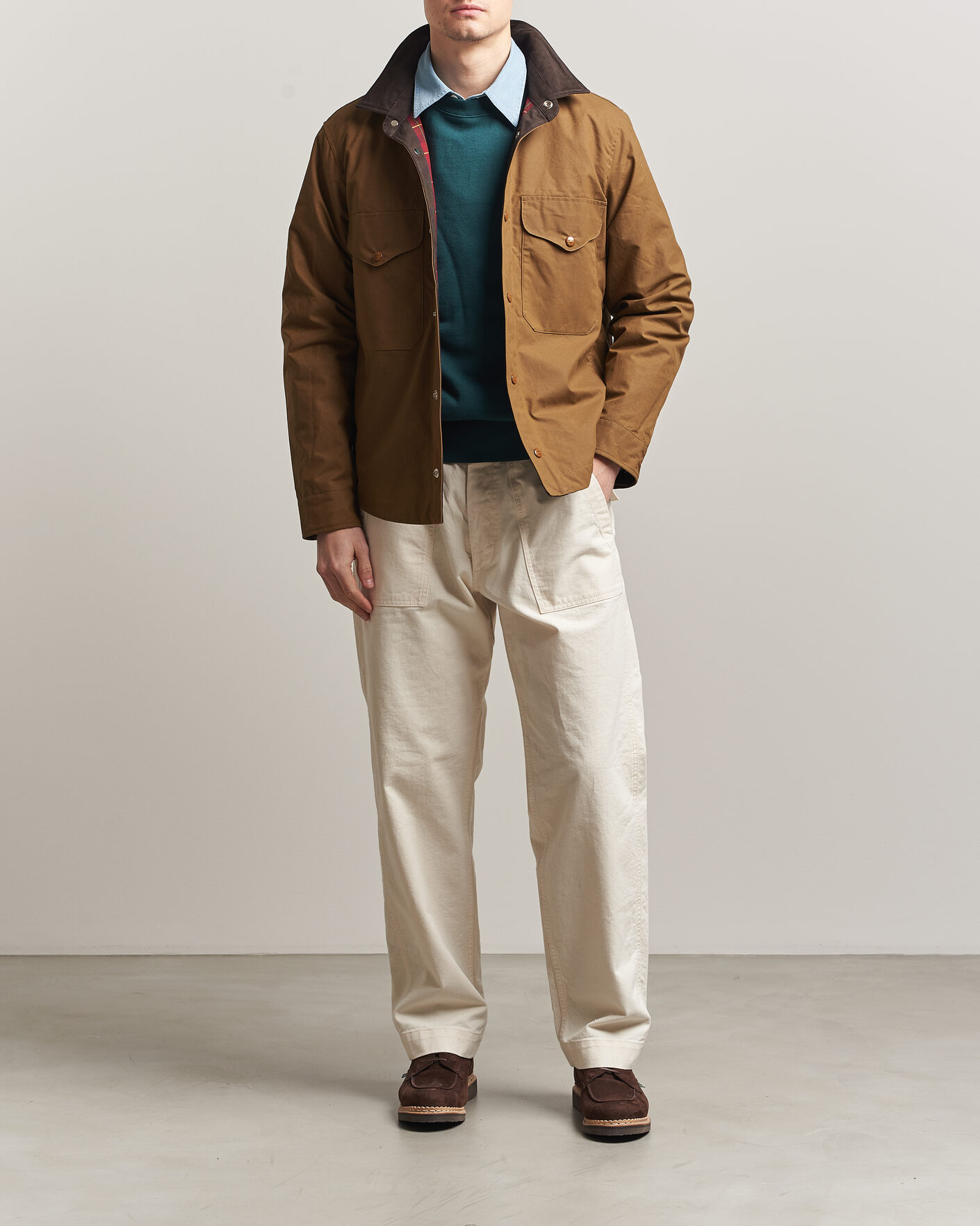Men | Coats & Jackets | Manifattura Ceccarelli | Dry Wax Heavy Shirt Jacket Dark Tan