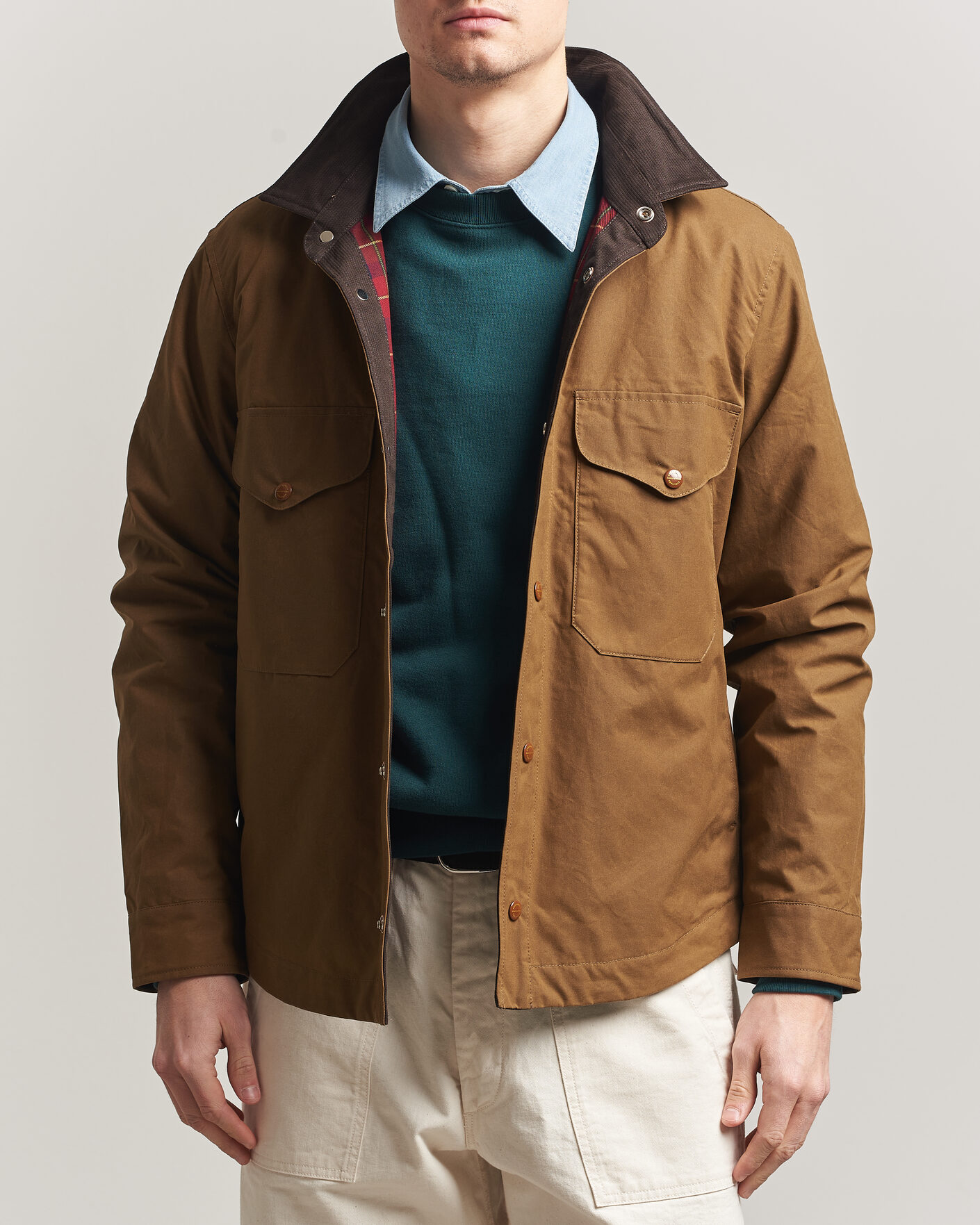 Men | Coats & Jackets | Manifattura Ceccarelli | Dry Wax Heavy Shirt Jacket Dark Tan