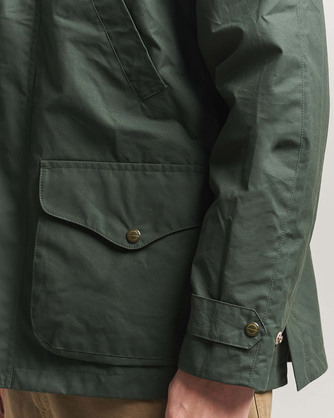 Men | Coats & Jackets | Manifattura Ceccarelli | Dry Wax Rain Caban Dark Green